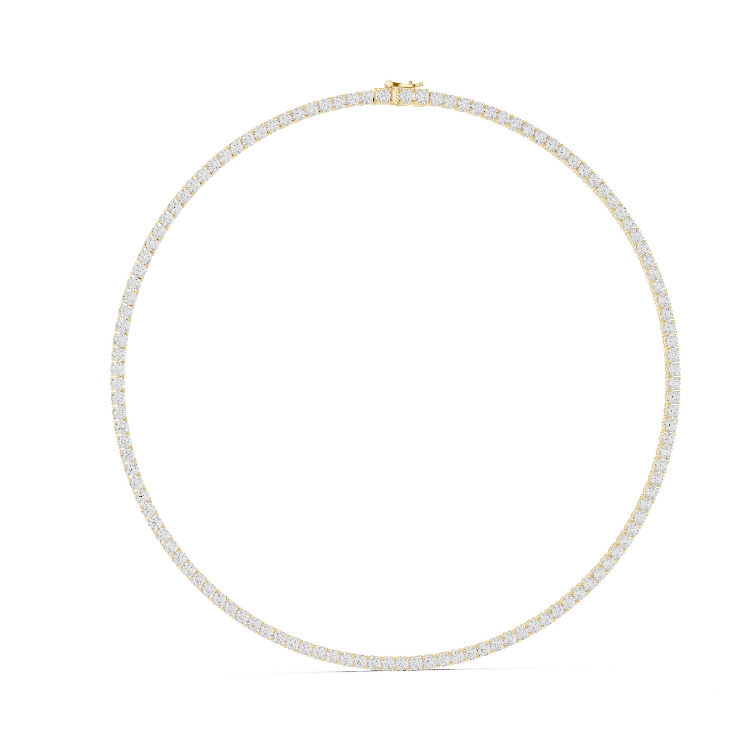 Round Prong-Set Tennis Diamond Necklace in Yellow Gold - VYKA Diamonds