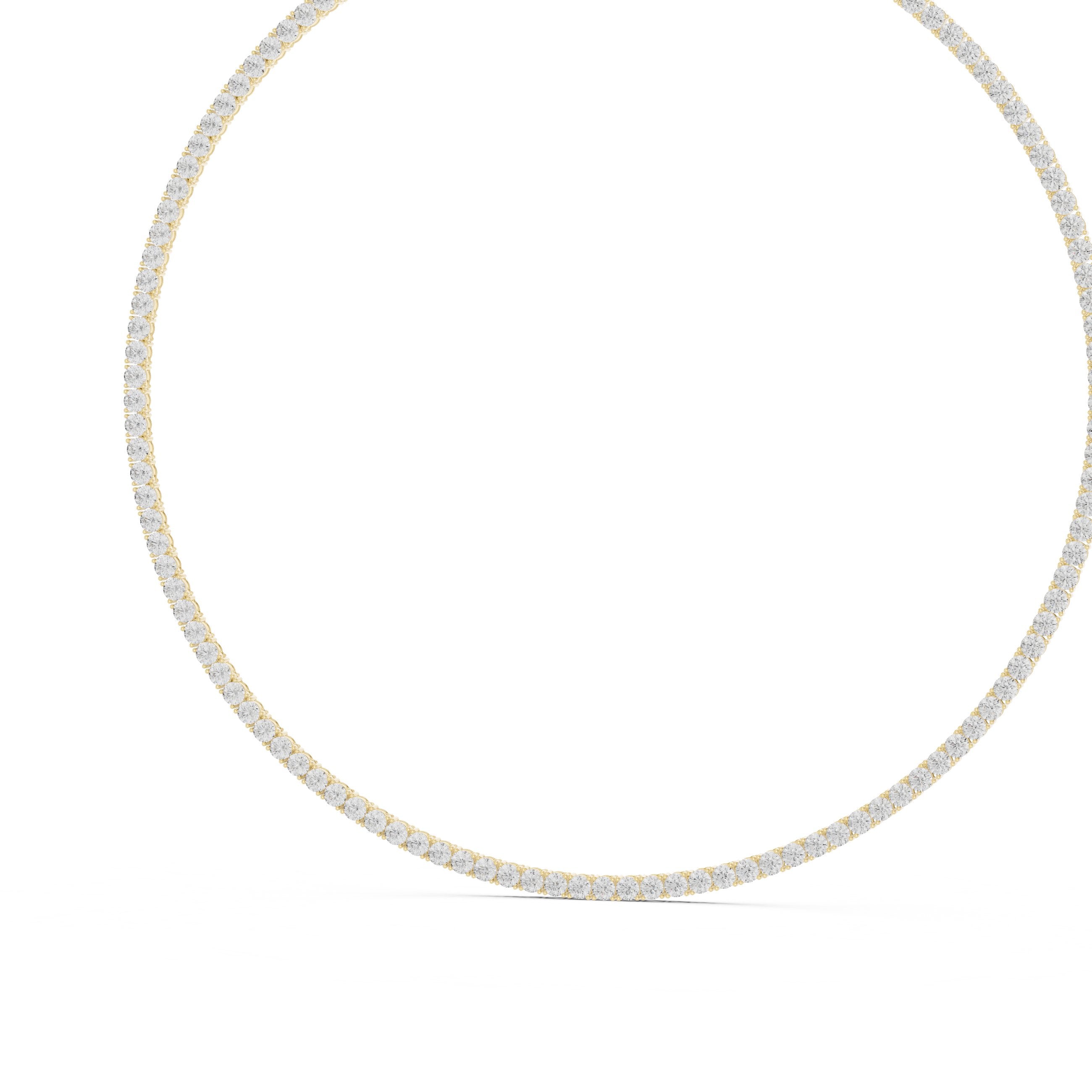 Round Prong-Set Tennis Diamond Necklace in Yellow Gold - VYKA Diamonds