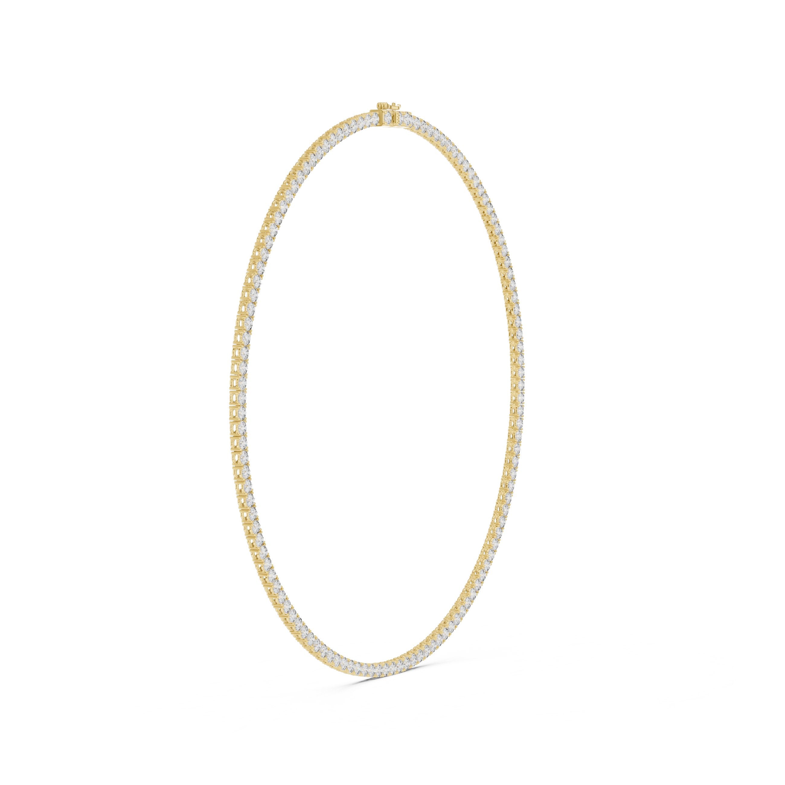 Round Prong-Set Tennis Diamond Necklace in Yellow Gold - VYKA Diamonds