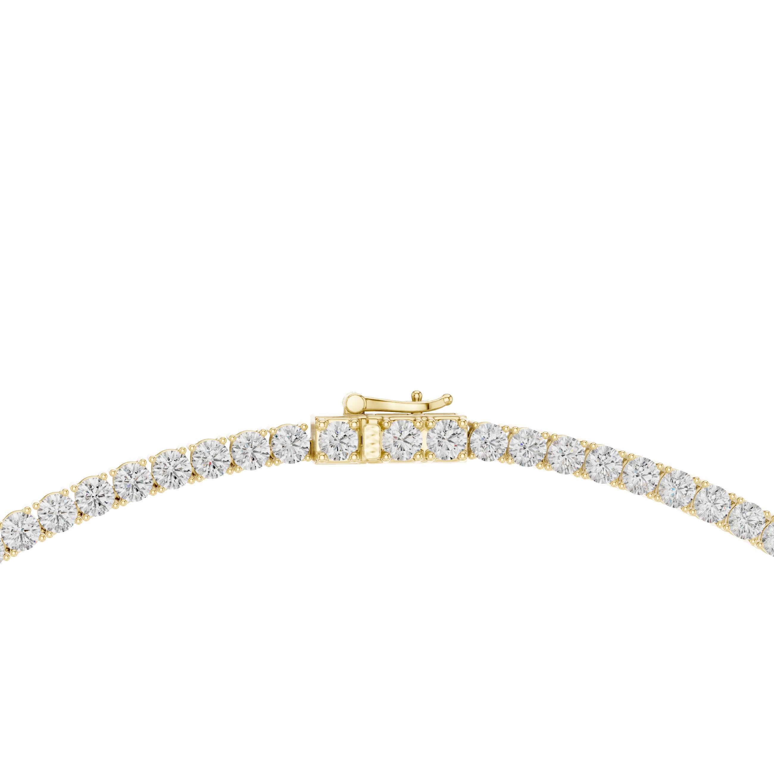 Round Prong-Set Tennis Diamond Necklace in Yellow Gold - VYKA Diamonds
