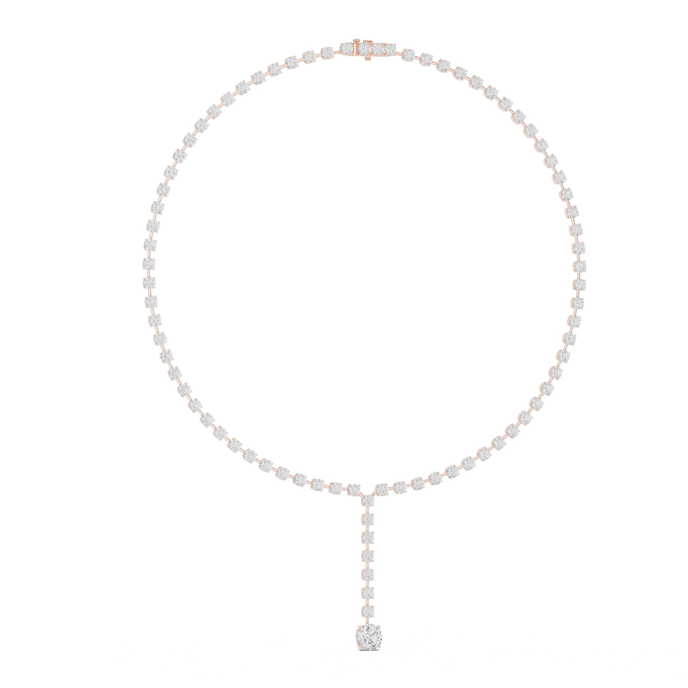 Classic Curb Chain Diamond Necklace in Rose Gold - VYKA Diamonds