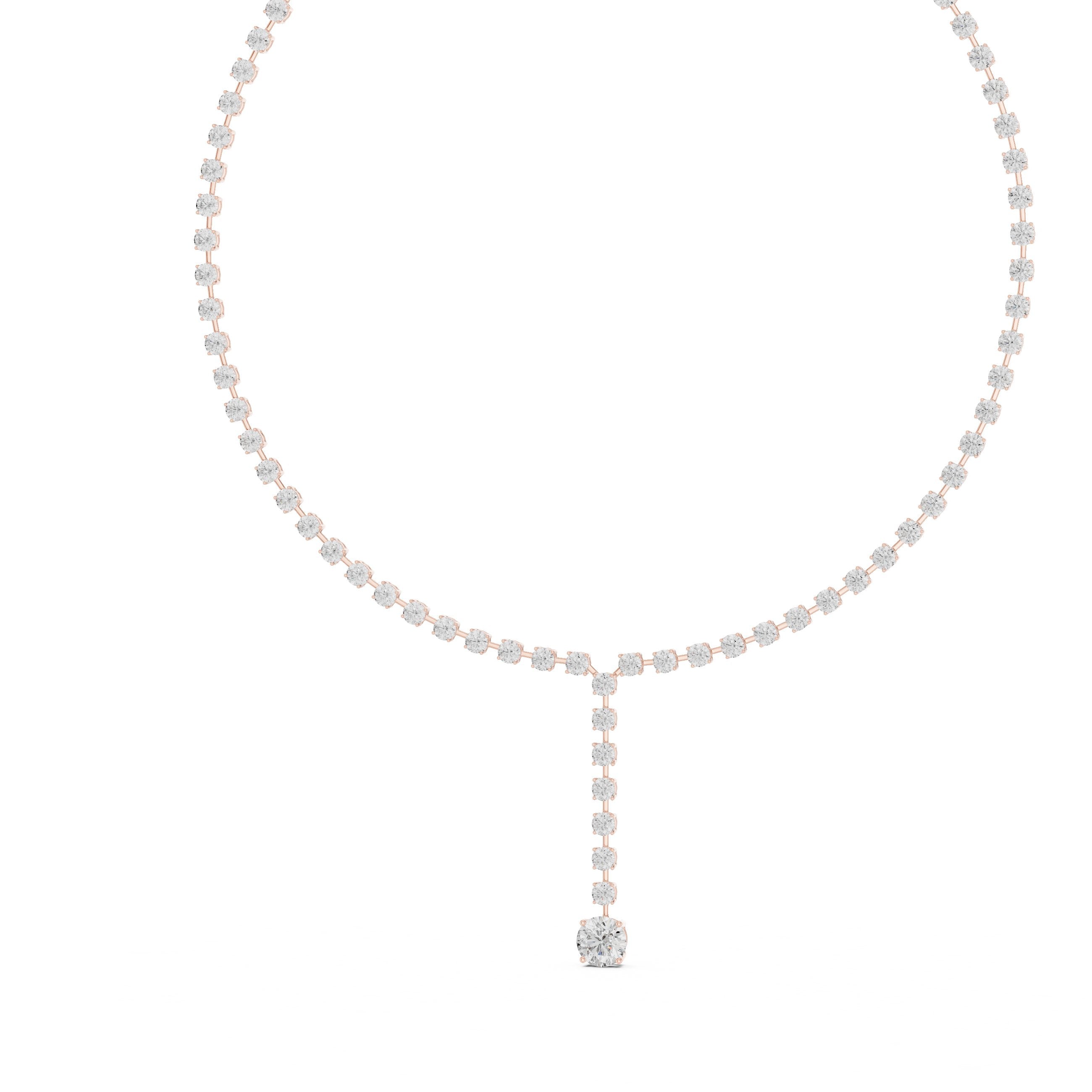 Classic Curb Chain Diamond Necklace in Rose Gold - VYKA Diamonds