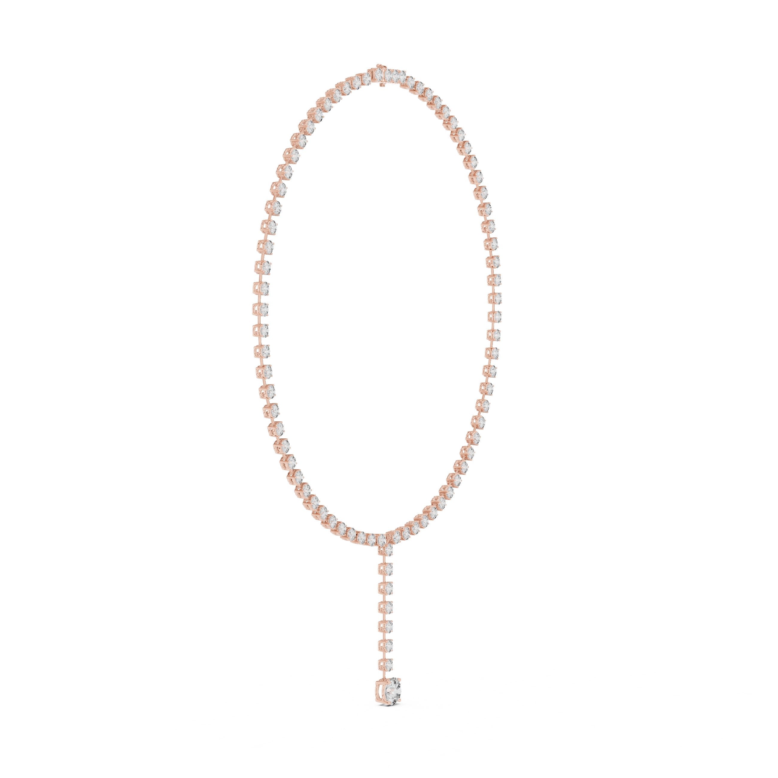 Classic Curb Chain Diamond Necklace in Rose Gold - VYKA Diamonds