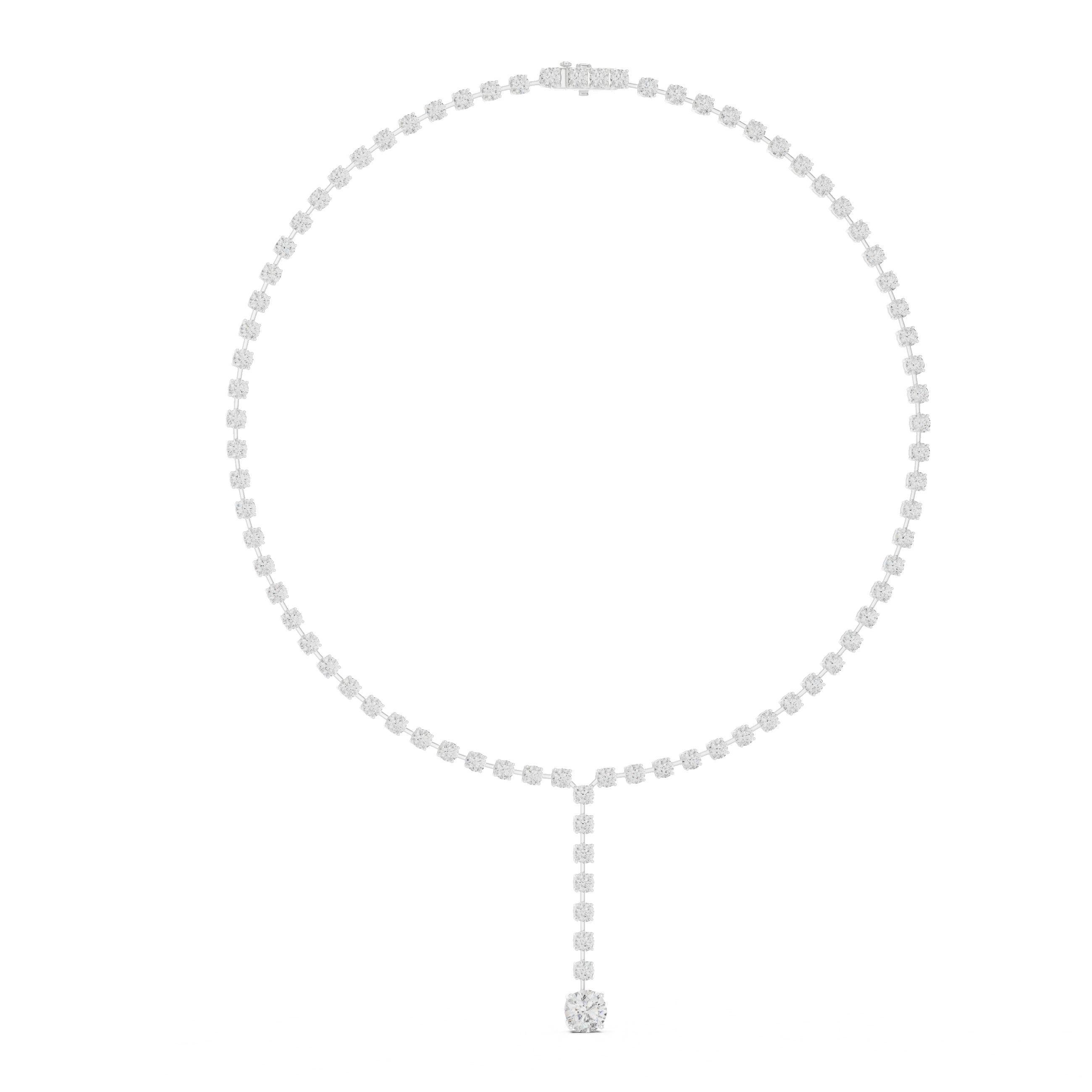 Classic Curb Chain Diamond Necklace in White Gold - VYKA Diamonds