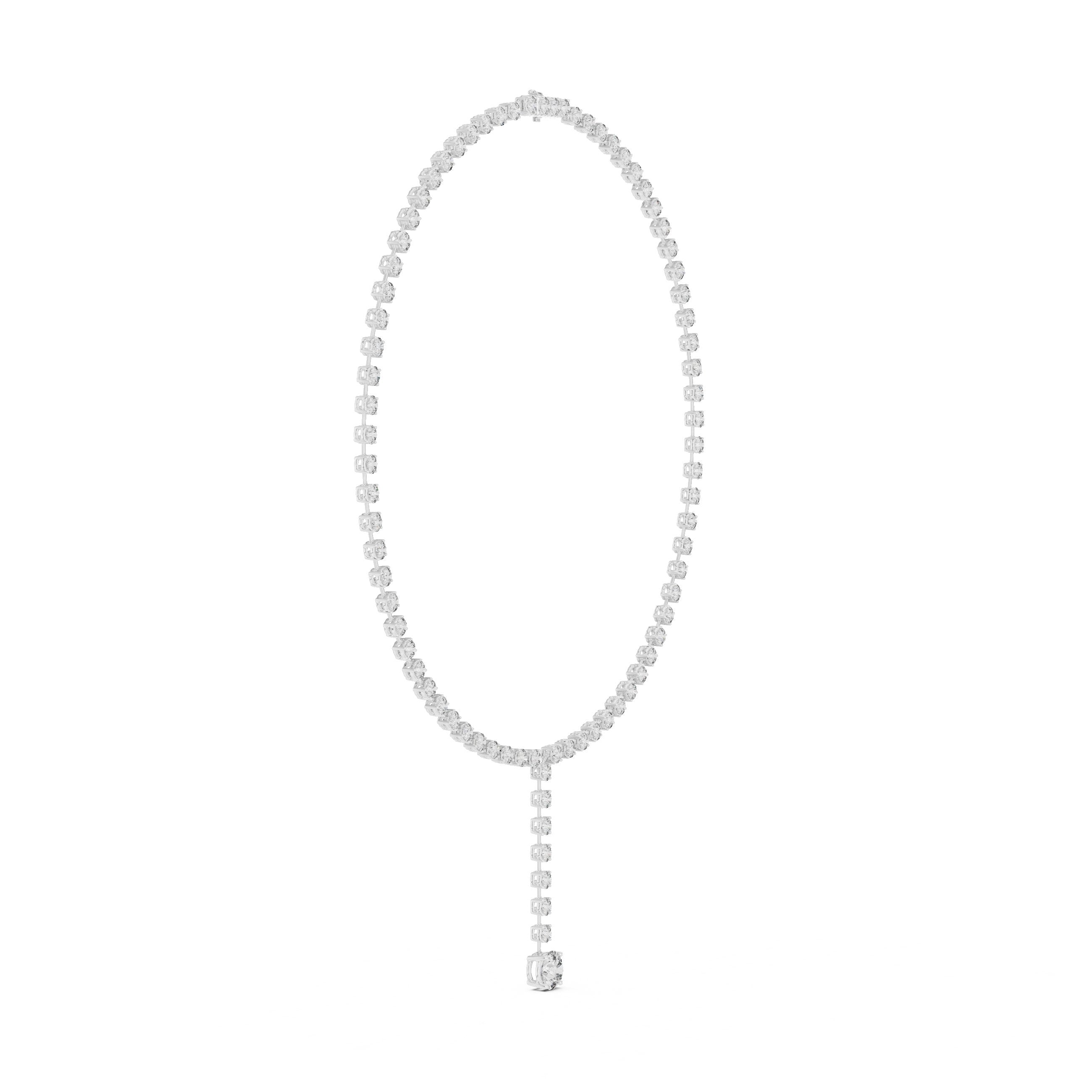 Classic Curb Chain Diamond Necklace in White Gold - VYKA Diamonds