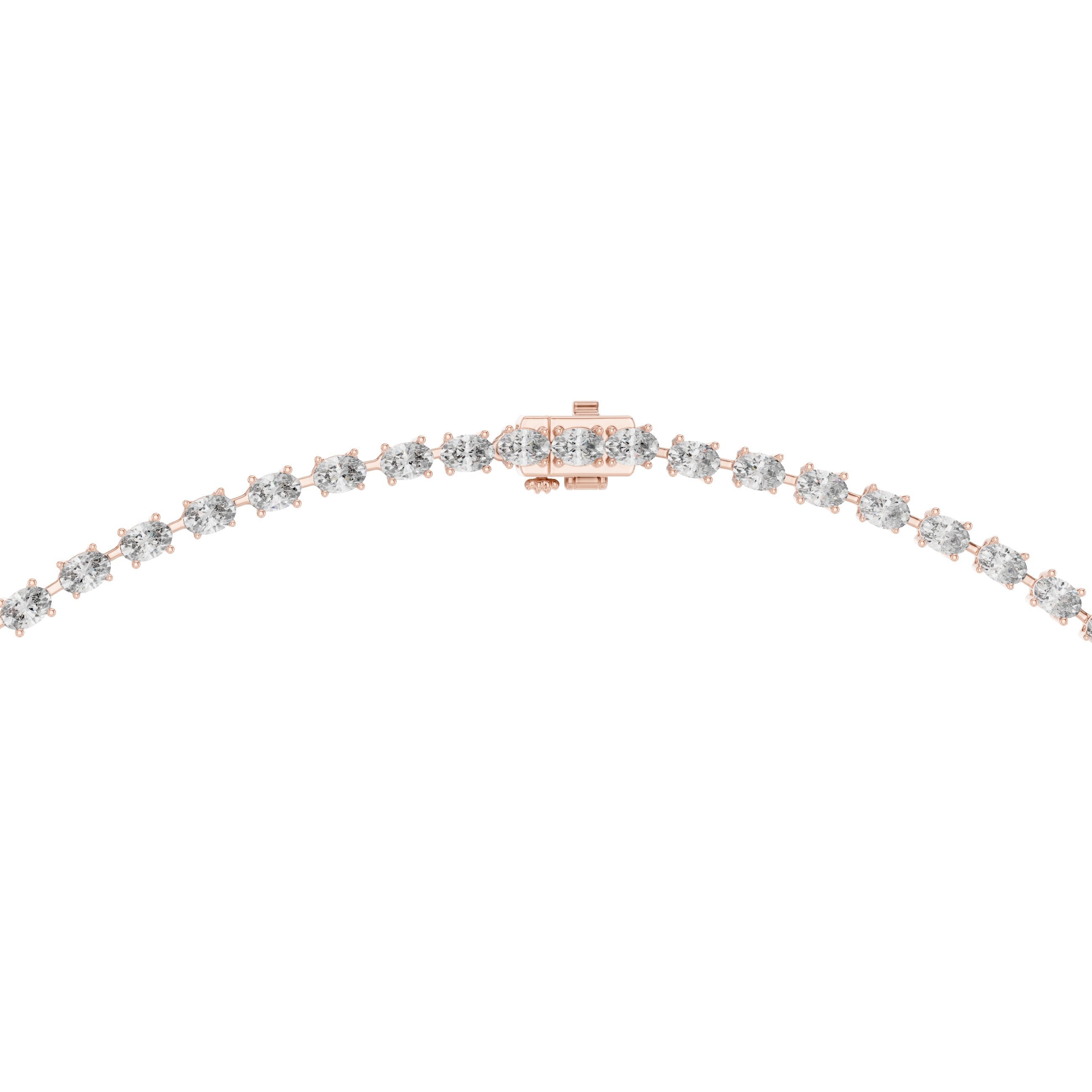 Prong-Set Solitaire Y-Drop Tennis Necklace in Rose Gold - VYKA Diamonds