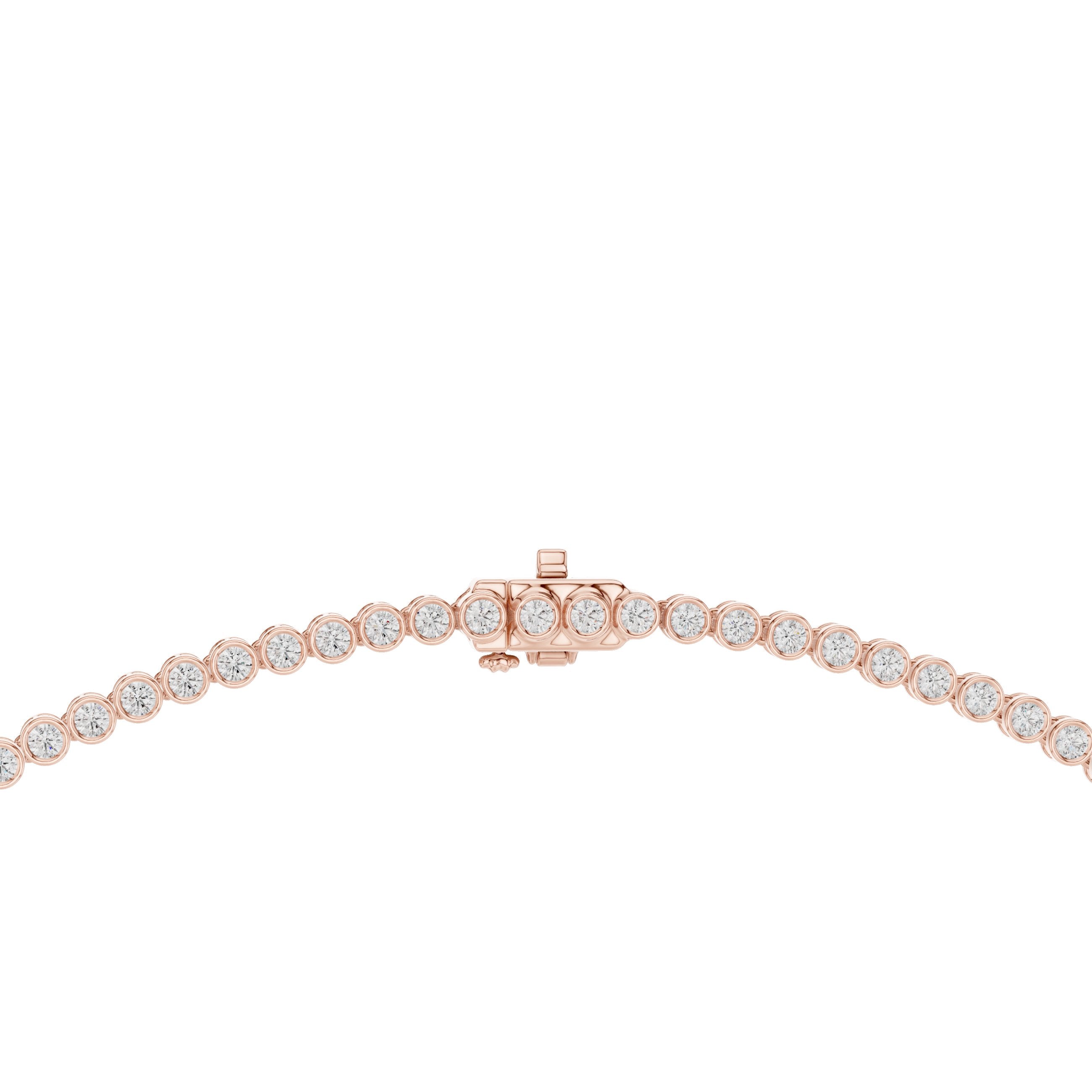 Graduated Bezel Halo Riviere Necklace in Rose Gold - VYKA Diamonds
