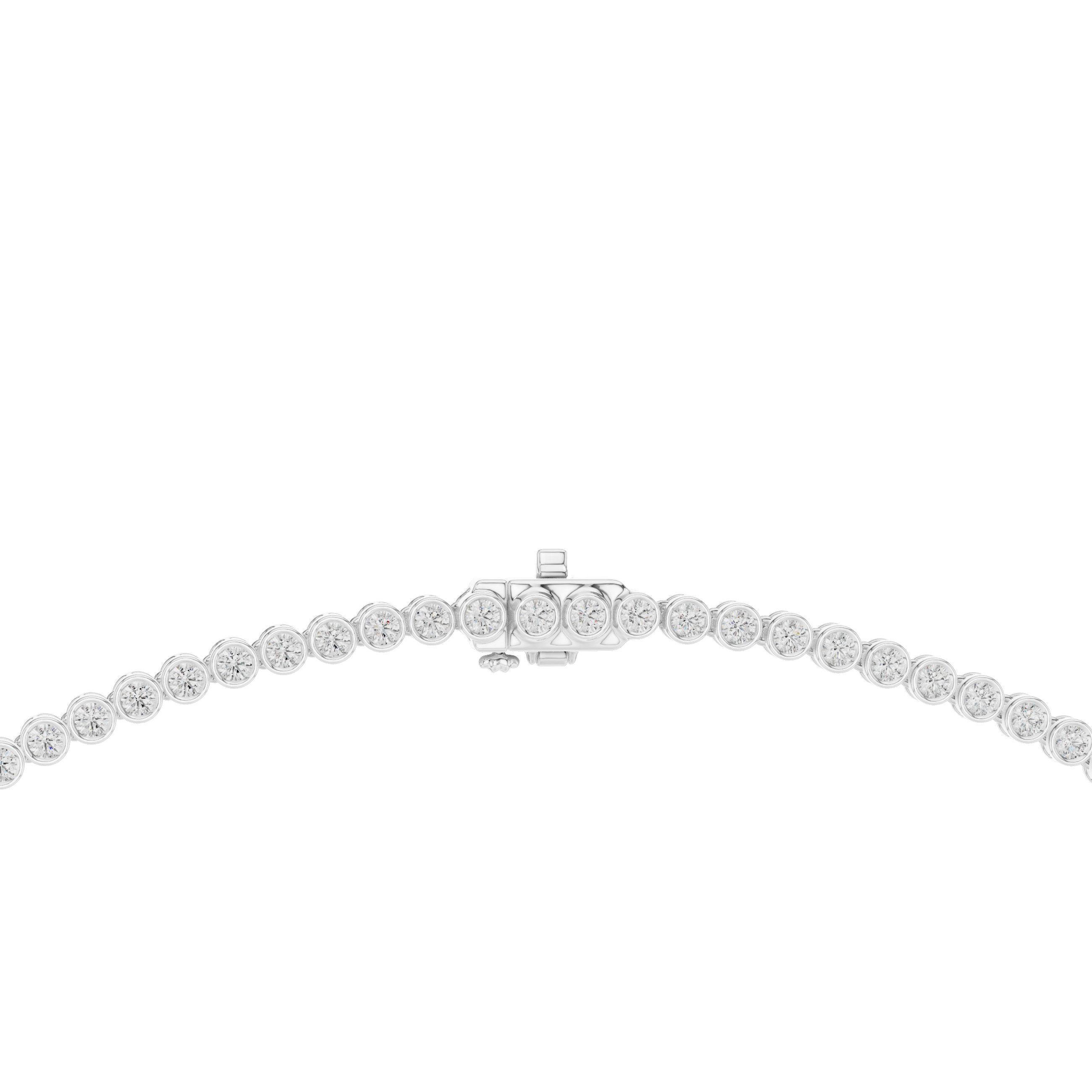 Graduated Bezel Halo Riviere Necklace in White Gold - VYKA Diamonds