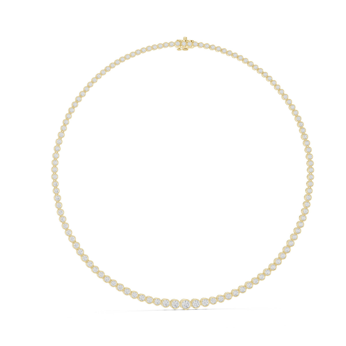 Graduated Bezel Halo Riviere Necklace