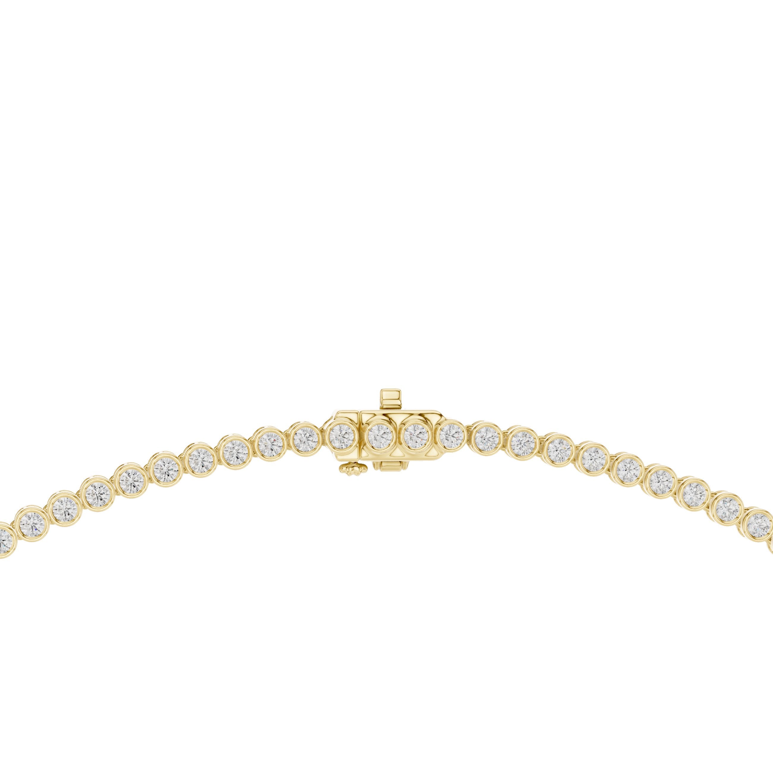Graduated Bezel Halo Riviere Necklace in Yellow Gold - VYKA Diamonds