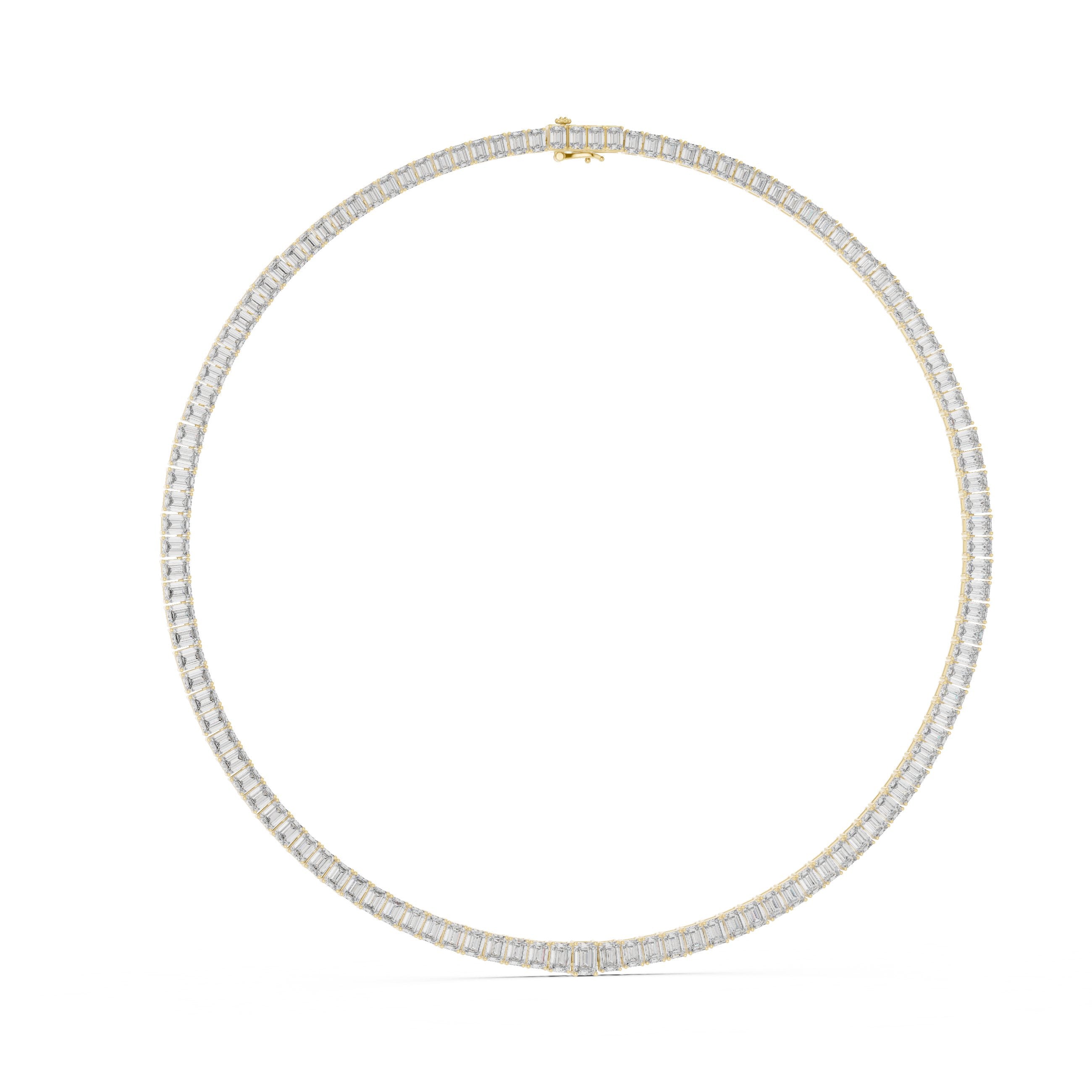Emerald-Cut Collet Tennis Necklace in Yellow Gold - VYKA Diamonds