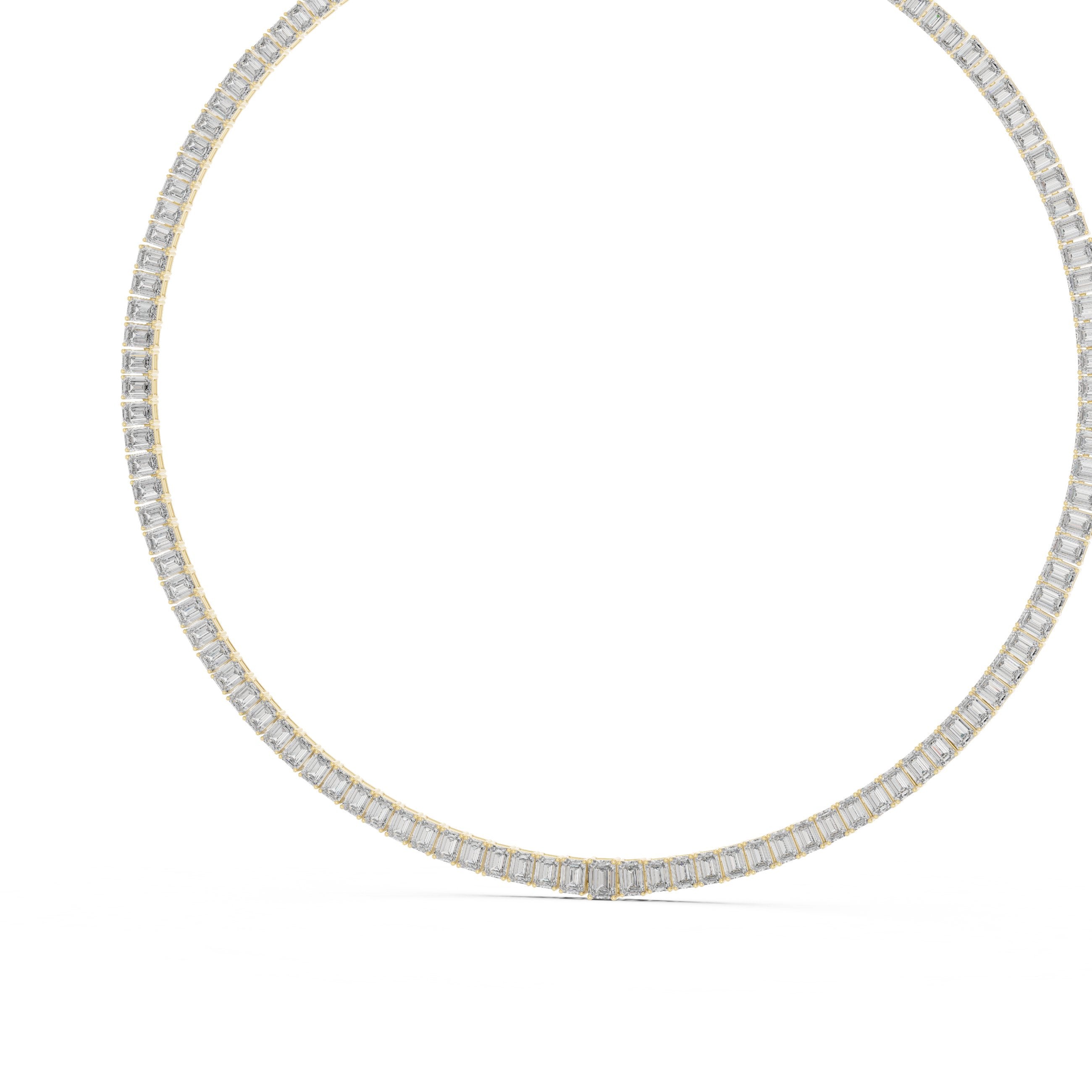Emerald-Cut Collet Tennis Necklace in Yellow Gold - VYKA Diamonds