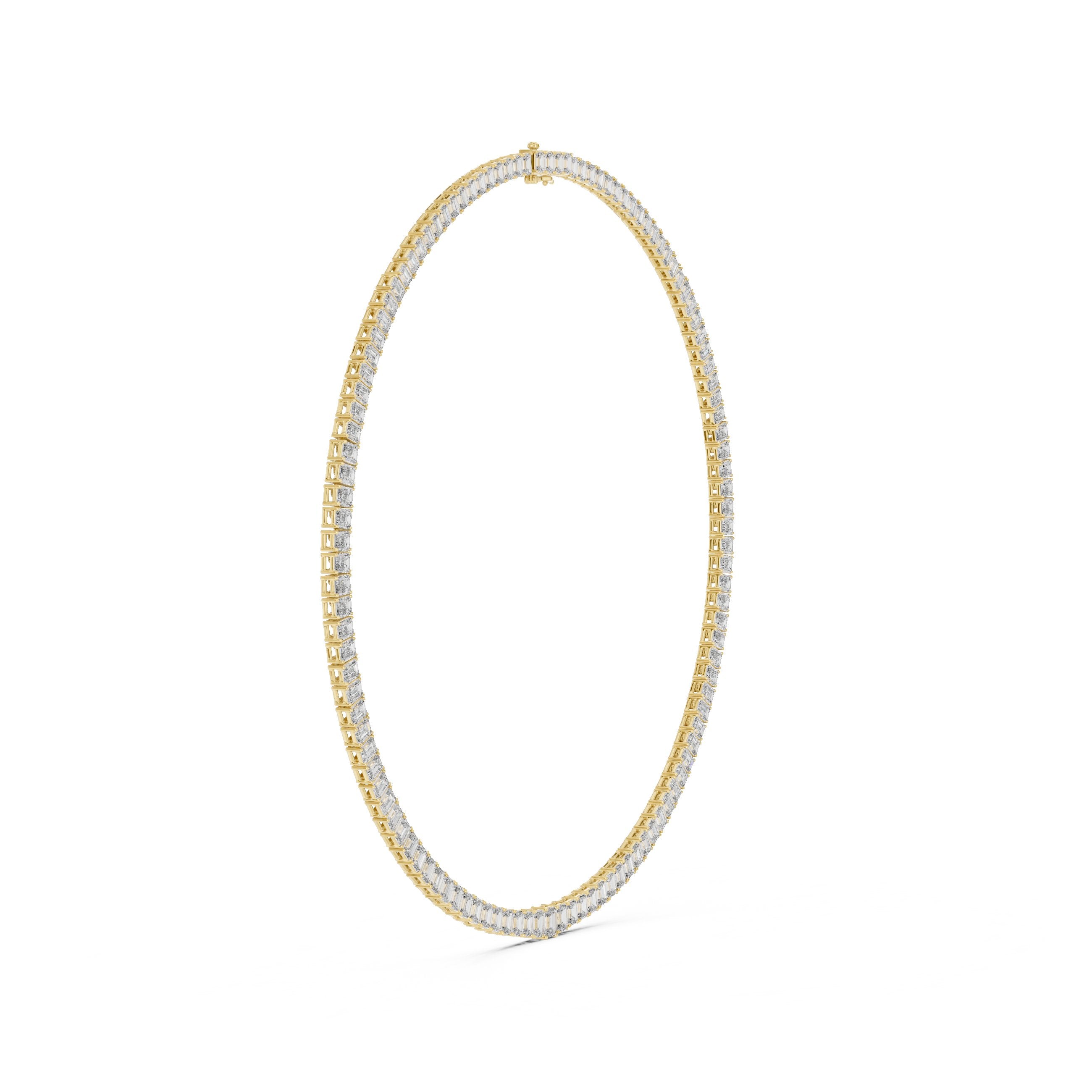 Emerald-Cut Collet Tennis Necklace in Yellow Gold - VYKA Diamonds
