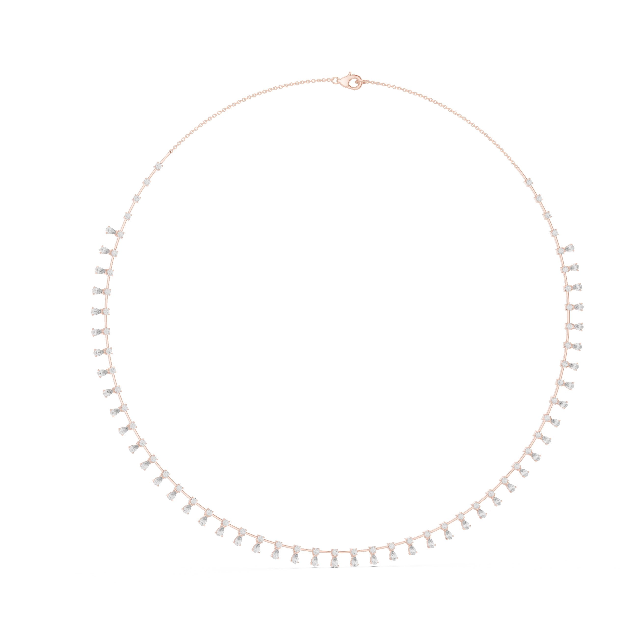 Pear Dangle Fringe Collar Necklace in Rose Gold - VYKA Diamonds