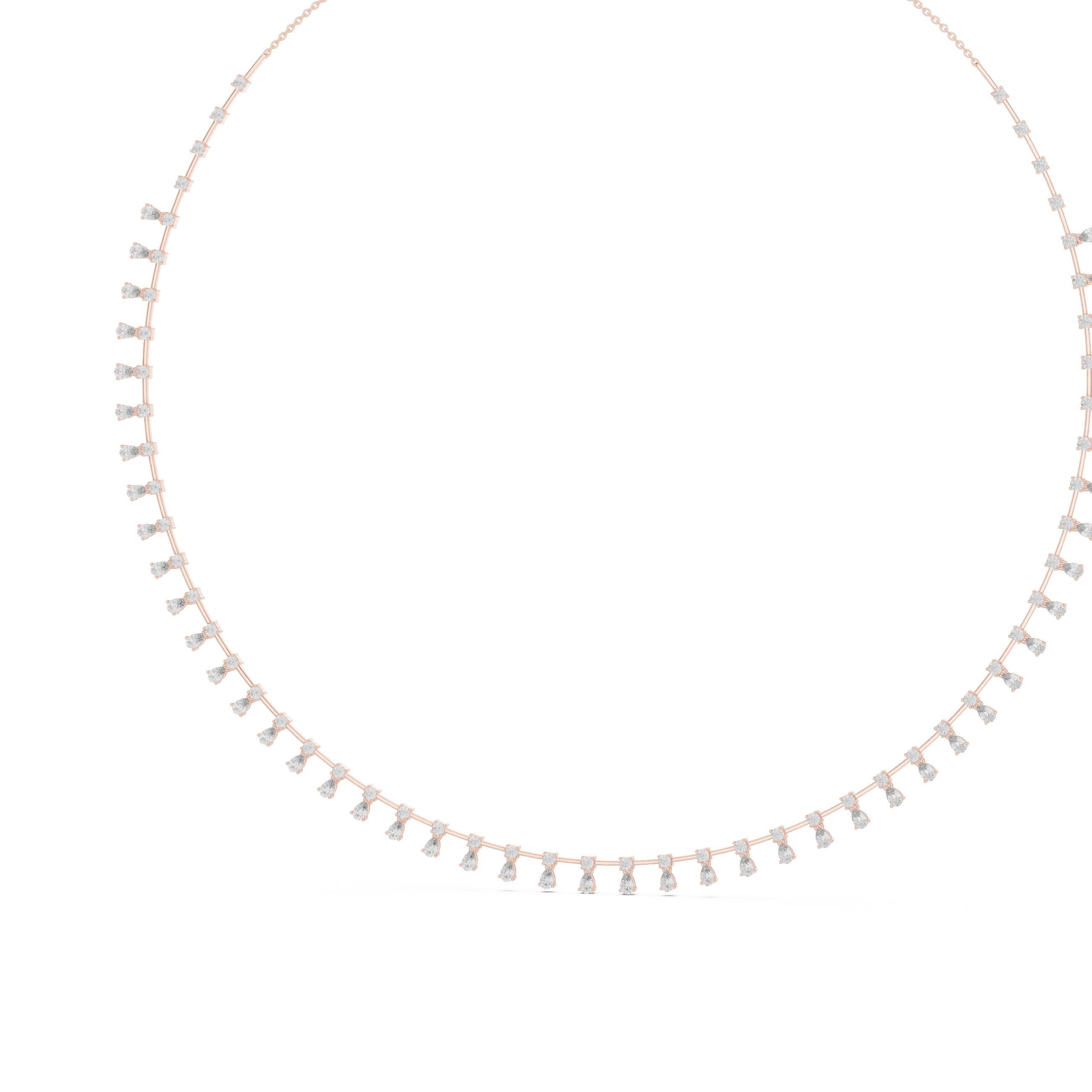 Pear Dangle Fringe Collar Necklace in Rose Gold - VYKA Diamonds