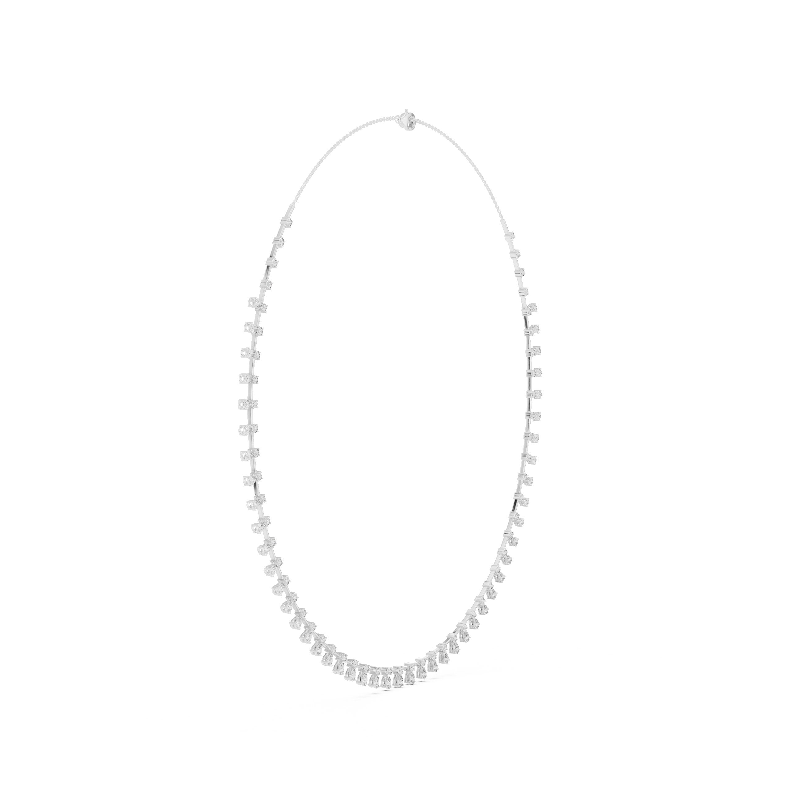 Pear Dangle Fringe Collar Necklace in White Gold - VYKA Diamonds