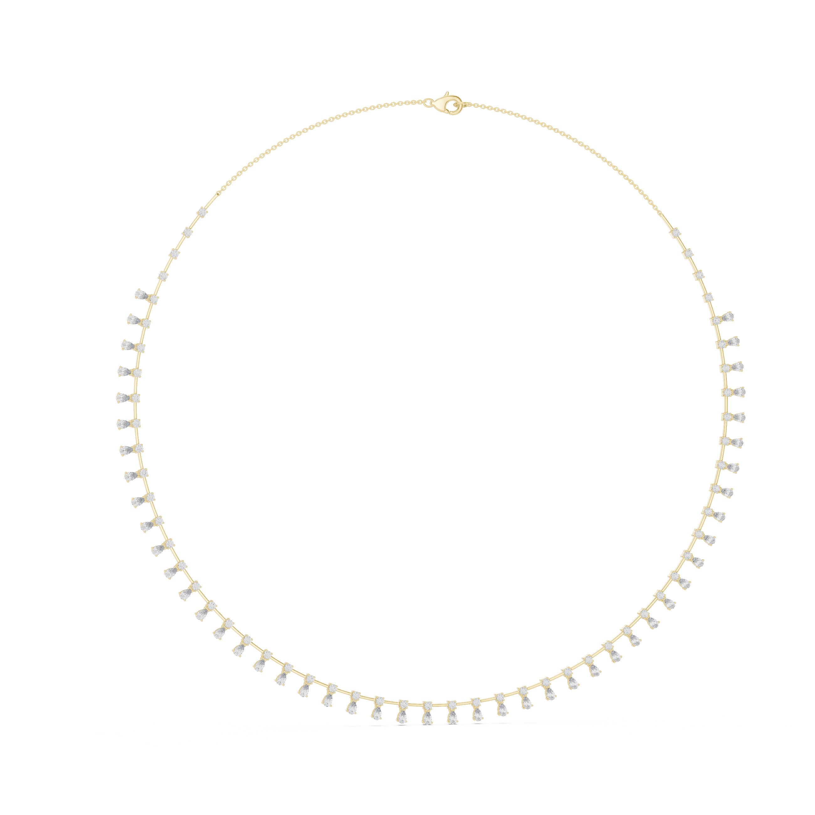Pear Dangle Fringe Collar Necklace in Yellow Gold - VYKA Diamonds