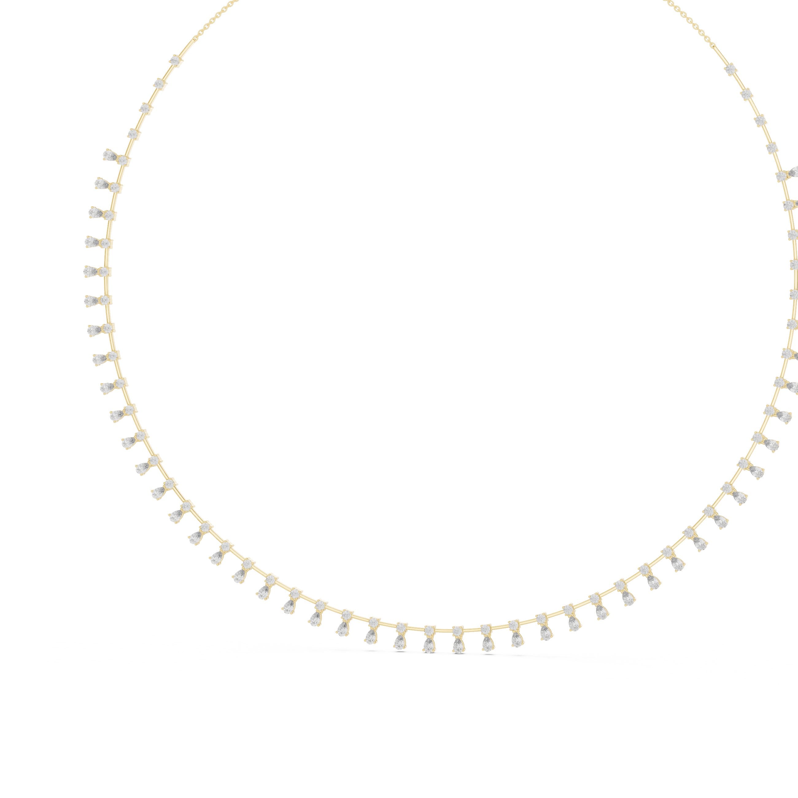 Pear Dangle Fringe Collar Necklace in Yellow Gold - VYKA Diamonds