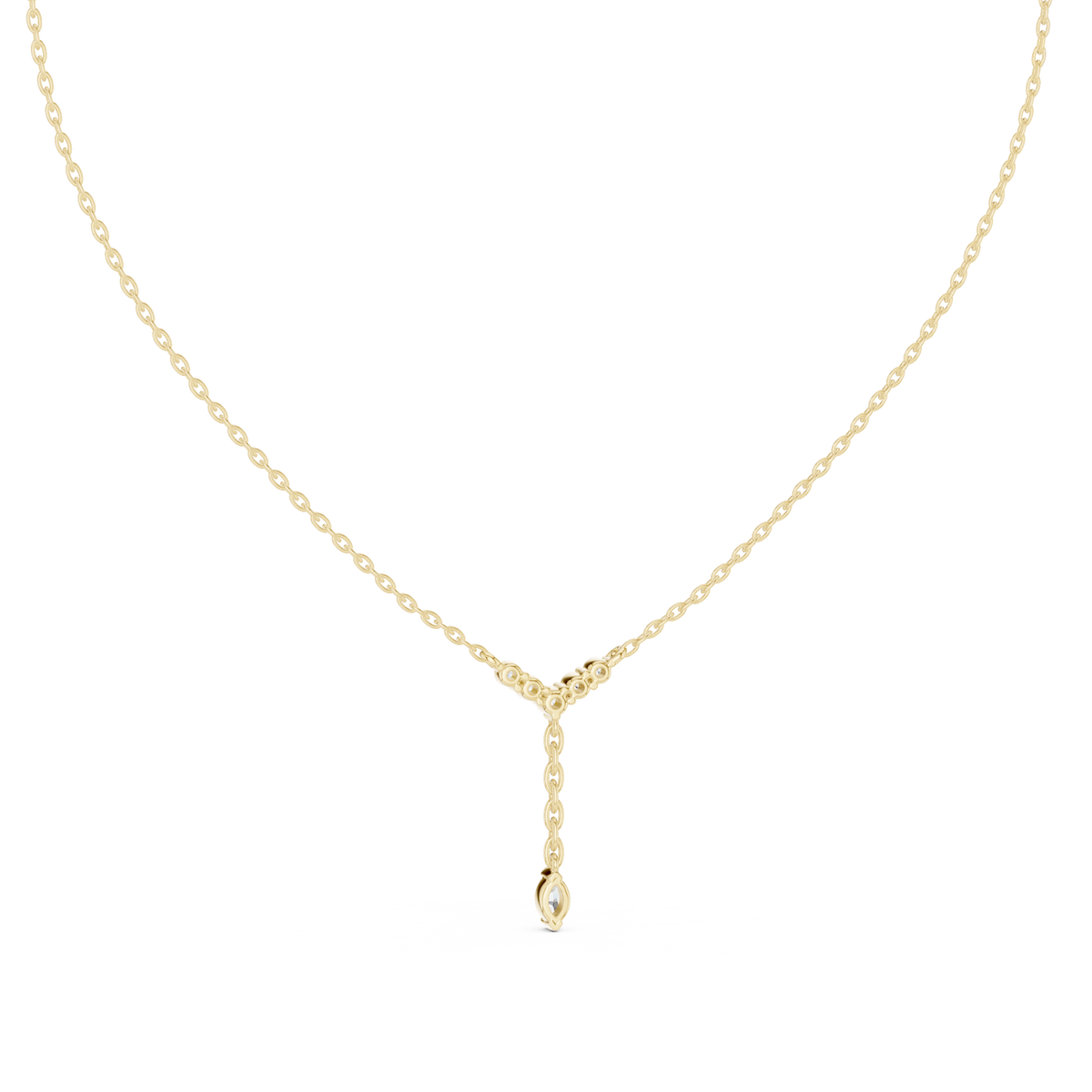 عقد لارييت على شكل Y بألماسة ماركيز متدلّية in Yellow Gold - VYKA Diamonds