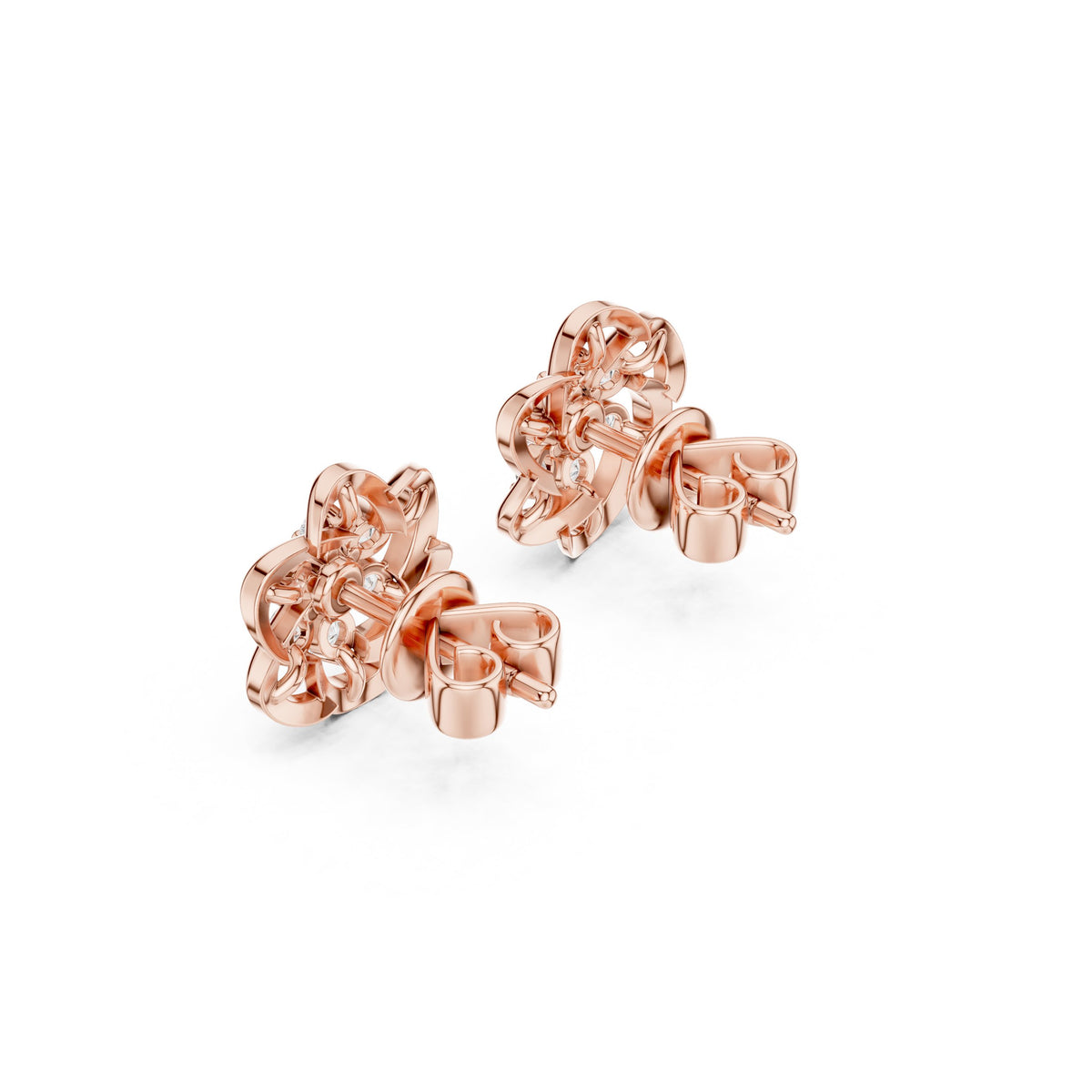 أقراط بتجمّع ألماس على شكل عقدة منسوجة in Rose Gold - VYKA Diamonds