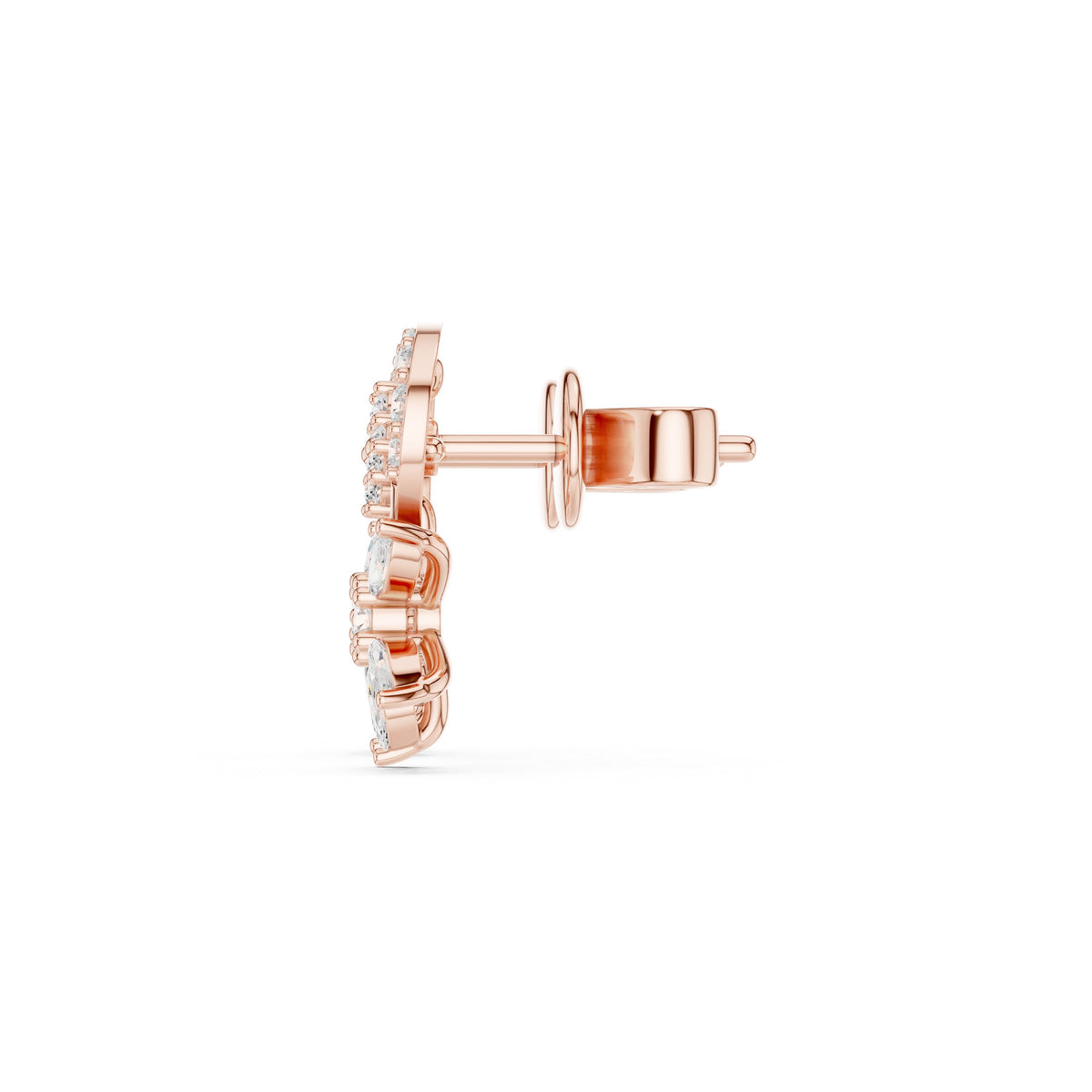 Vine Swirl Marquise Diamond Drop Stud Earrings