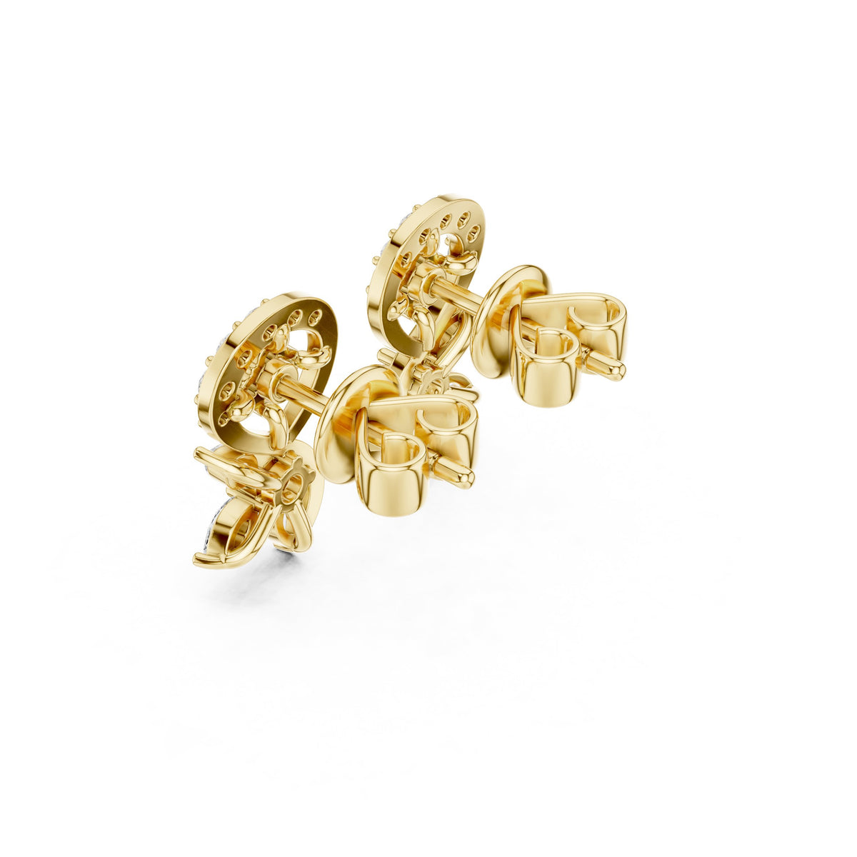 Vine Swirl Marquise Diamond Drop Stud Earrings