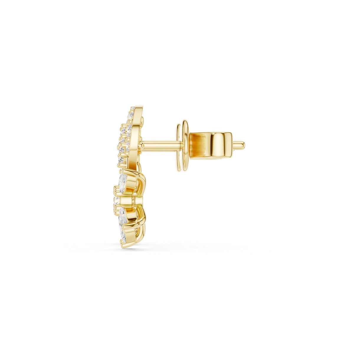 Vine Swirl Marquise Diamond Drop Stud Earrings