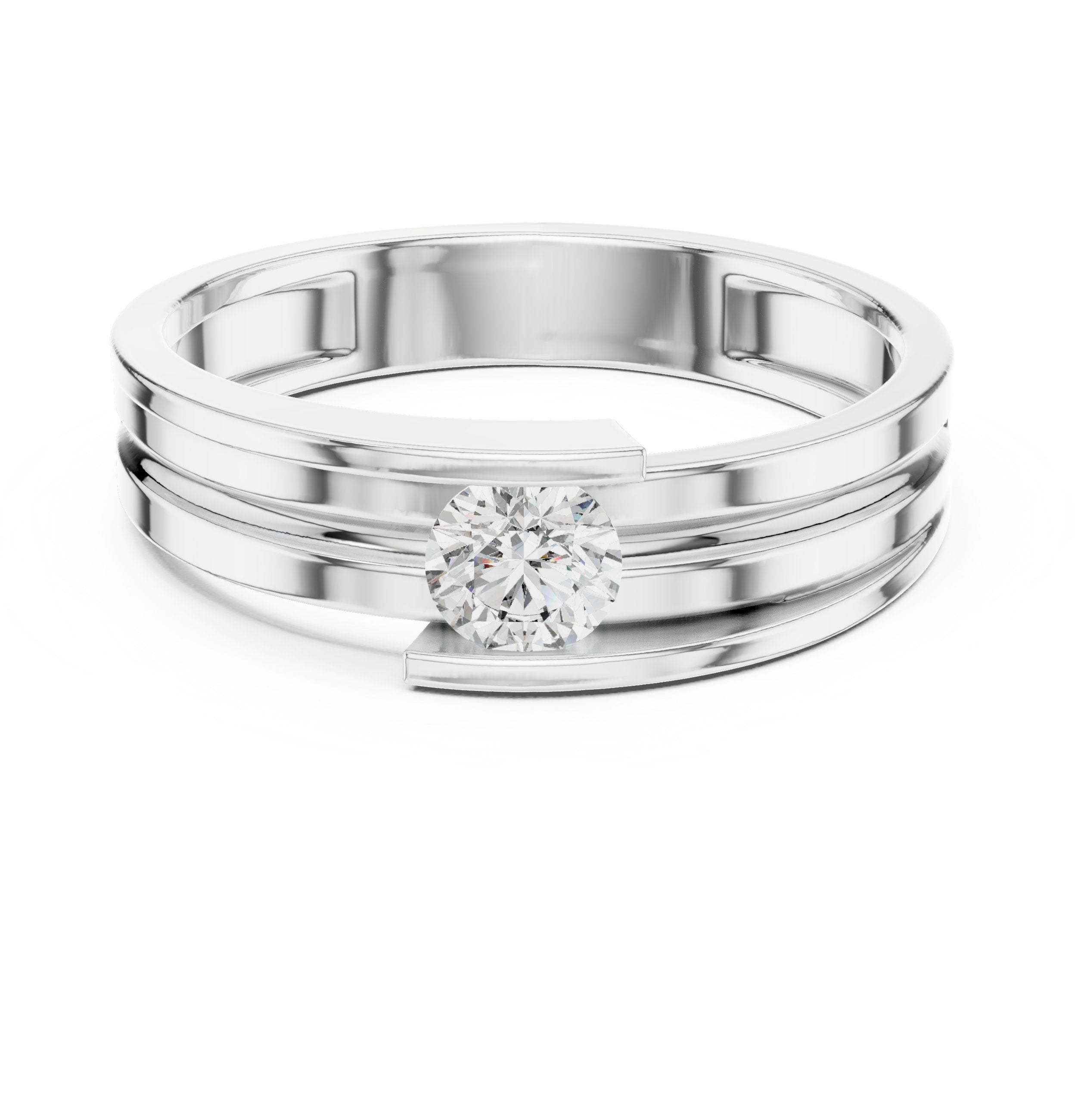 Solitaire Men's Band in White Gold - VYKA Diamonds