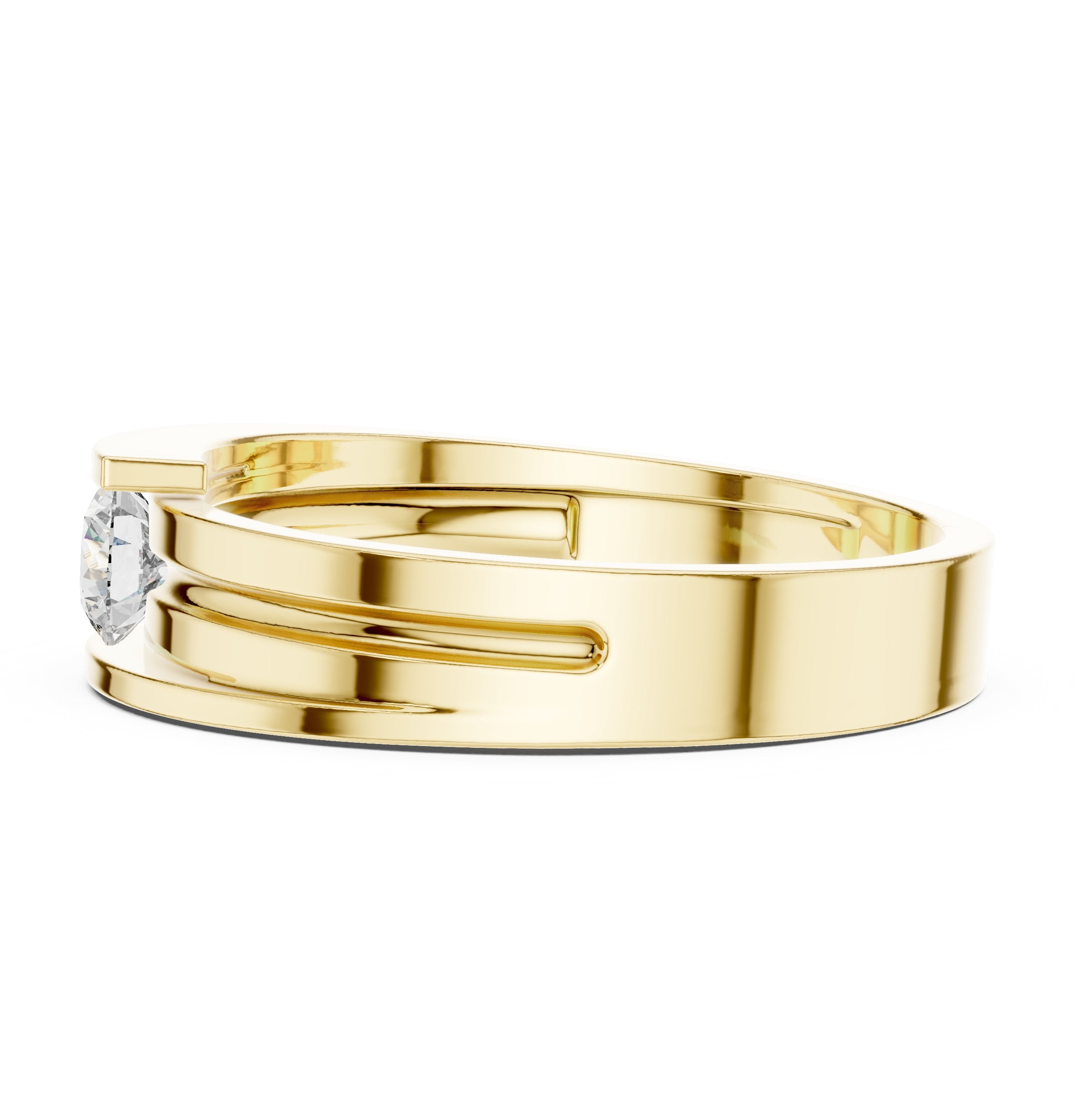 Solitaire Men's Band in Yellow Gold - VYKA Diamonds