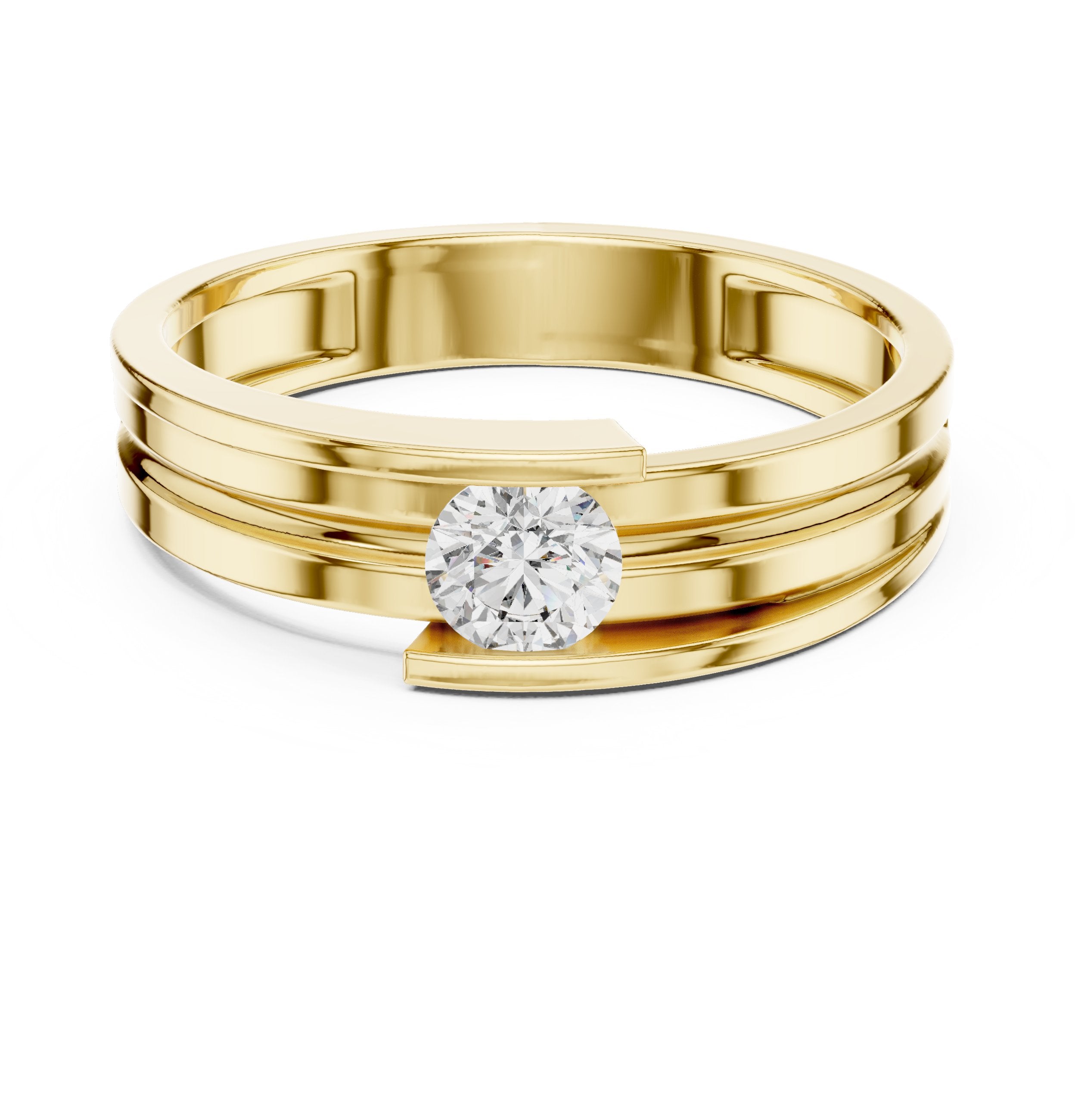 Solitaire Men's Band in Yellow Gold - VYKA Diamonds