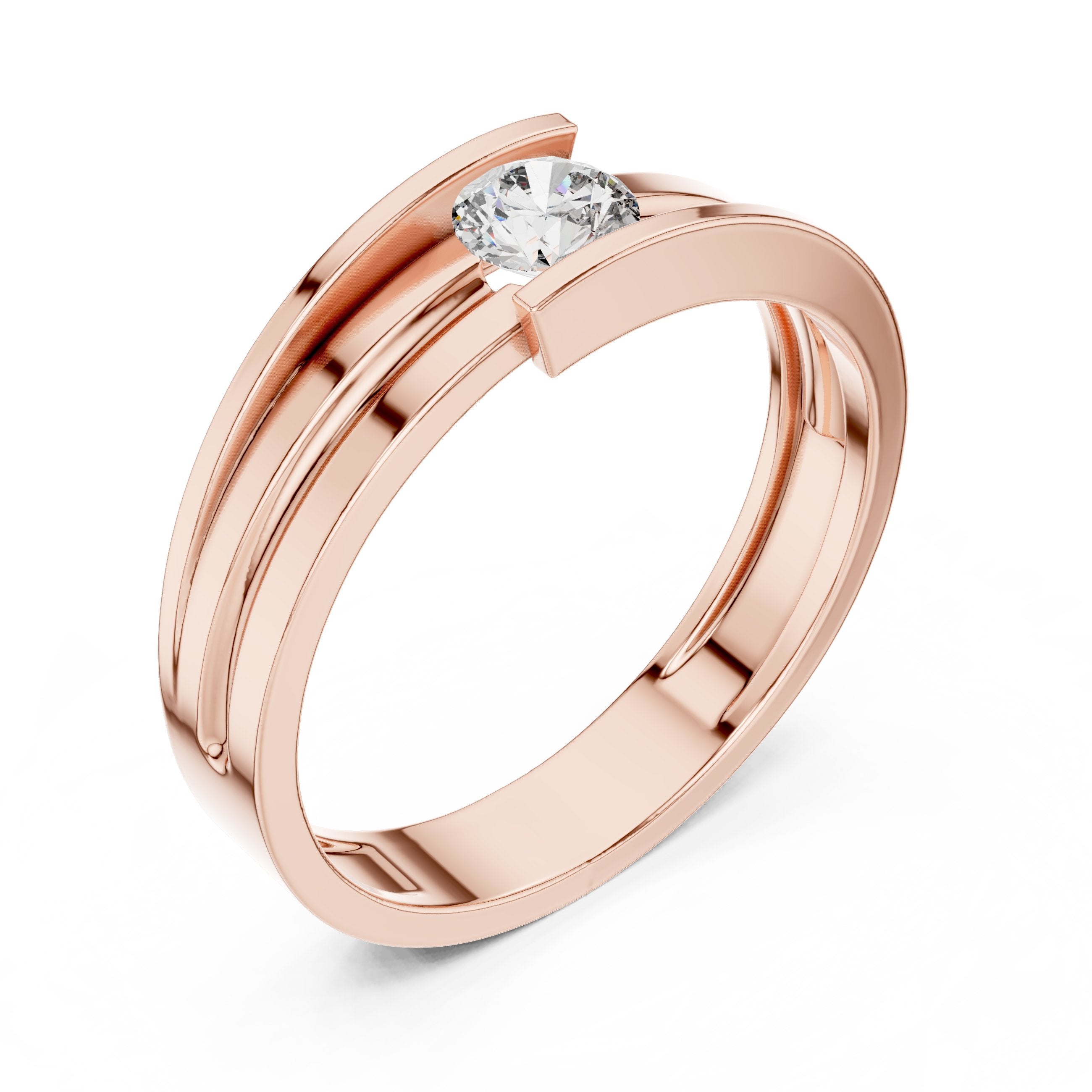 Solitaire Men's Band in Rose Gold - VYKA Diamonds
