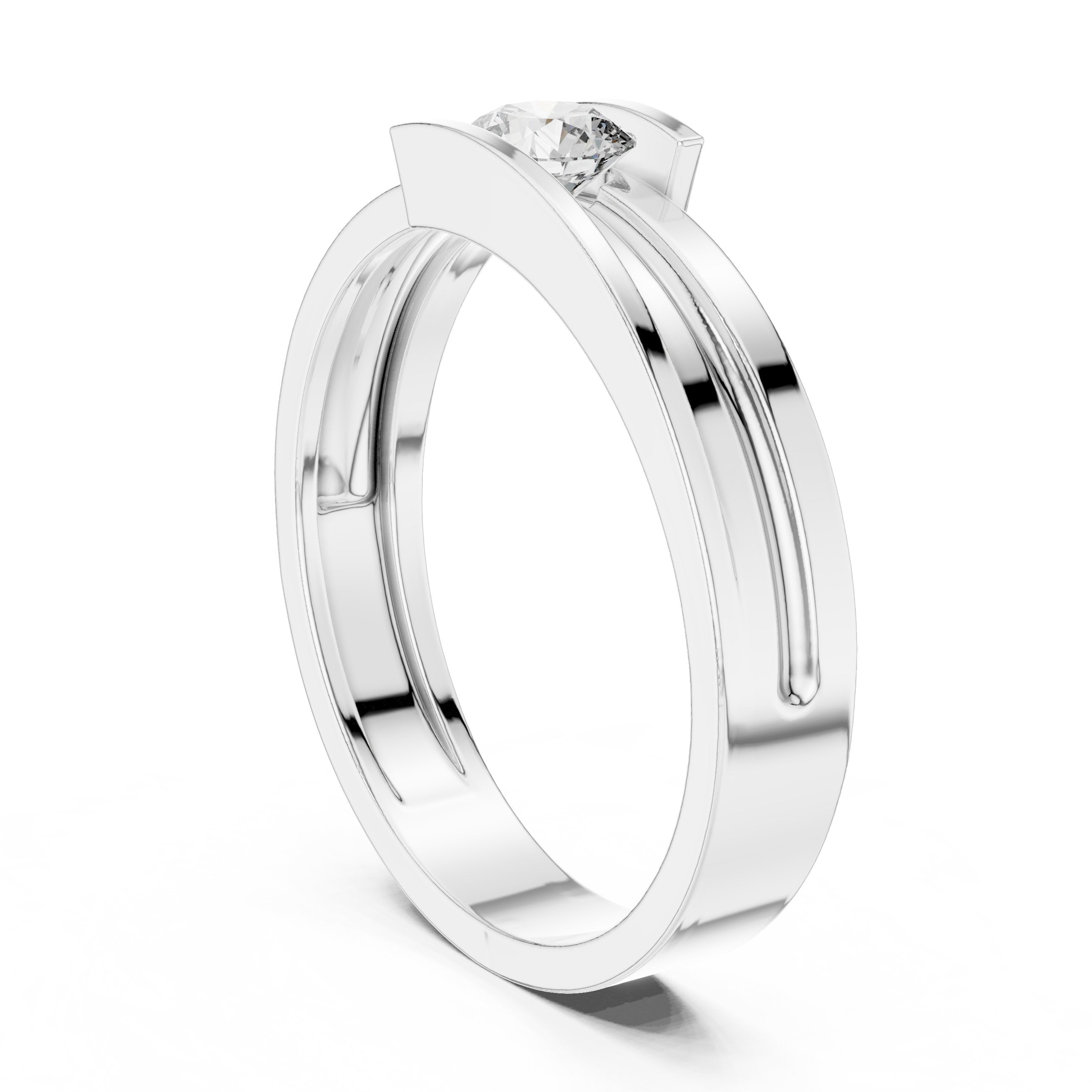 Solitaire Men's Band in White Gold - VYKA Diamonds