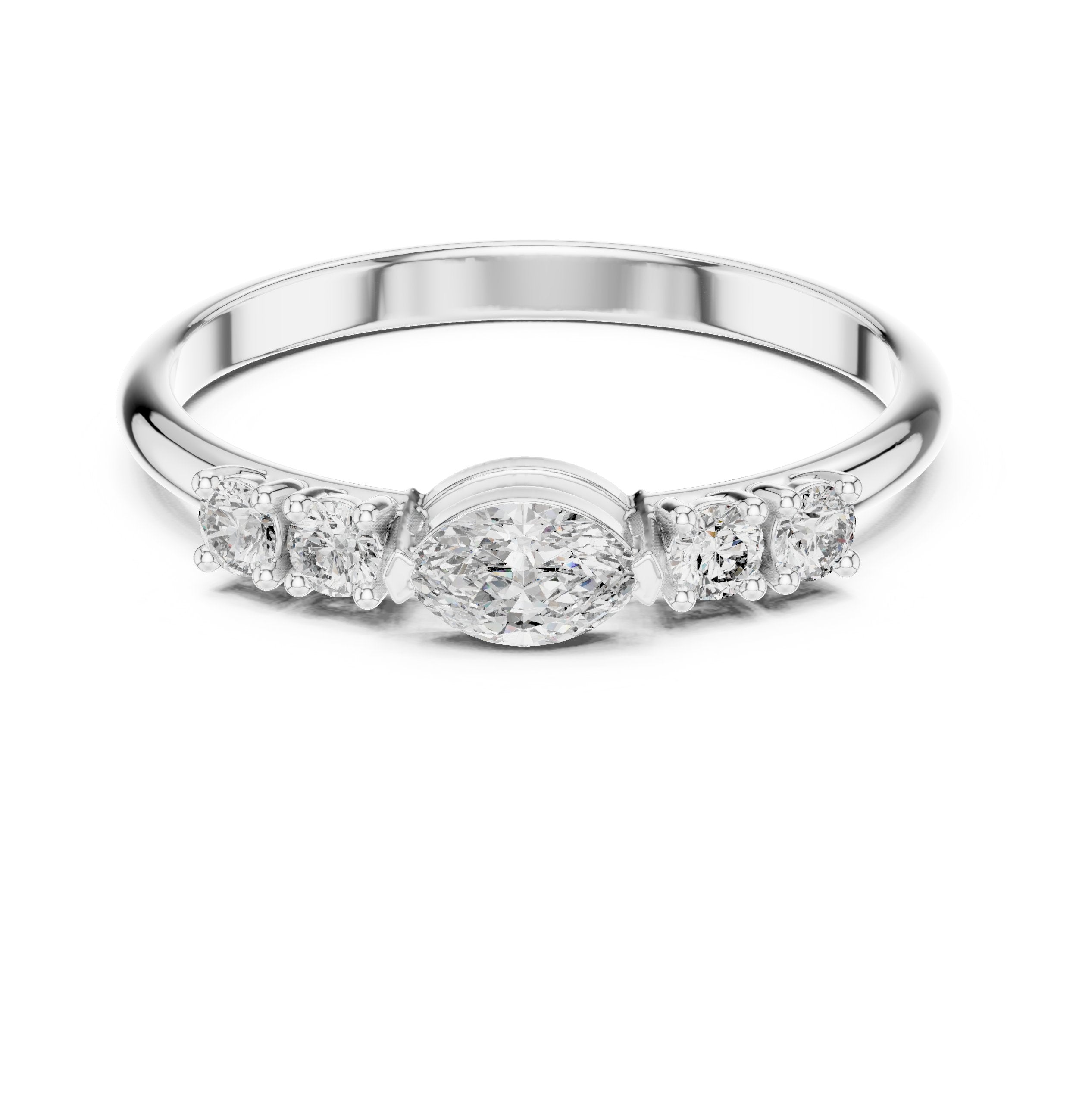 Prestige Split Shank Diamond Engagement Ring in White Gold - VYKA Diamonds