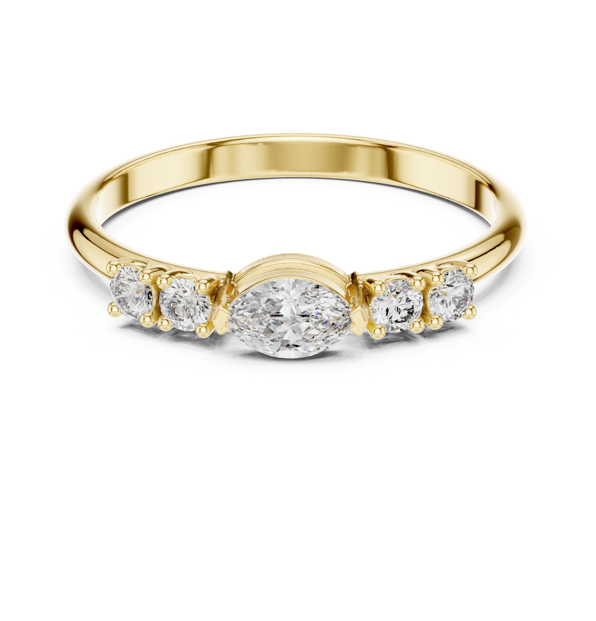 Prestige Split Shank Diamond Engagement Ring in Yellow Gold - VYKA Diamonds