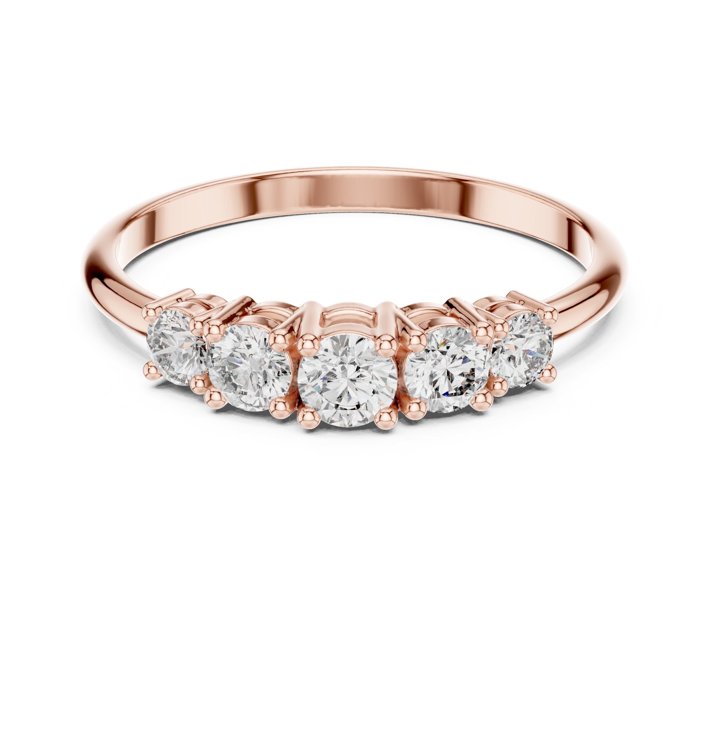 Sleek Vintage Diamond Engagement Ring in Rose Gold - VYKA Diamonds