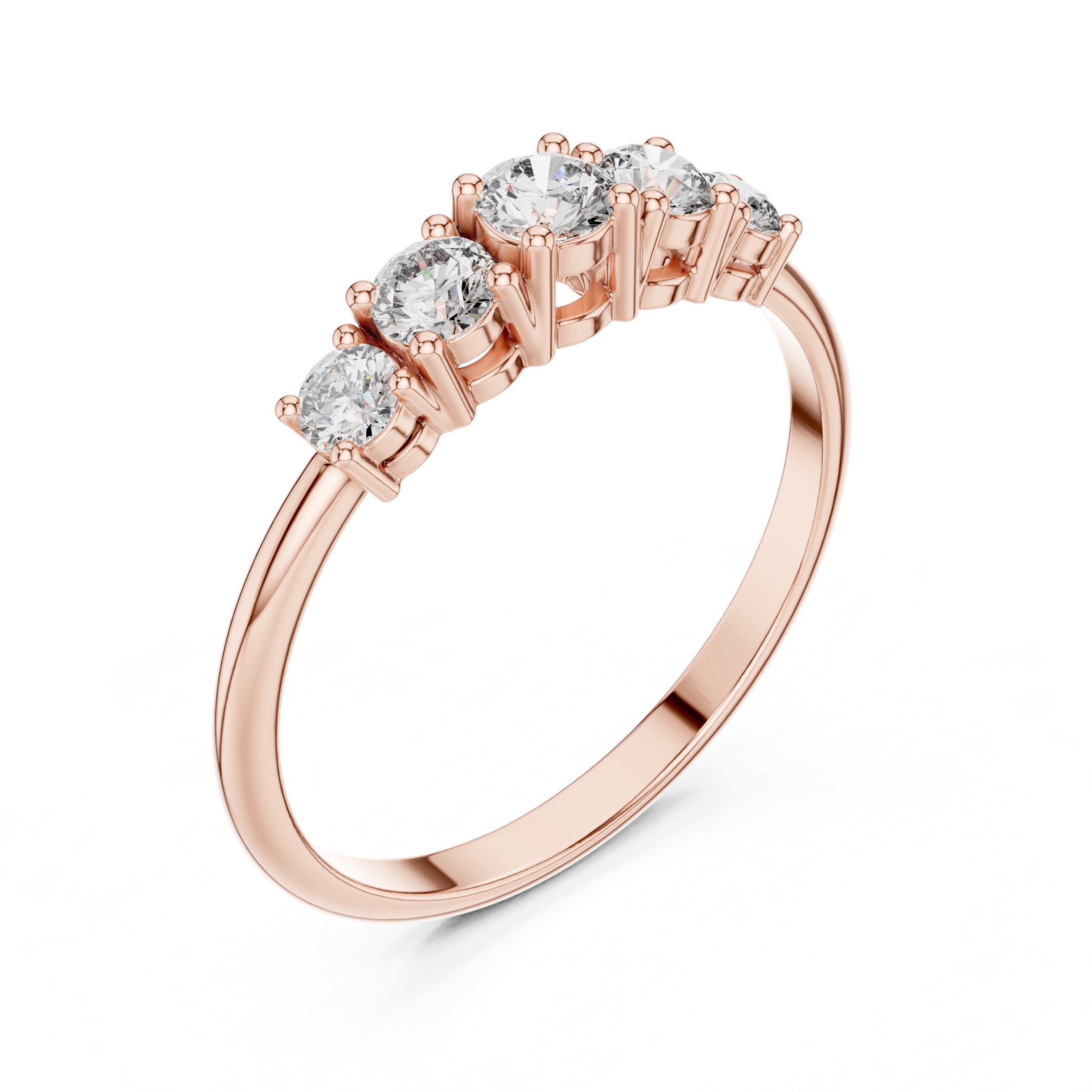 Sleek Vintage Diamond Engagement Ring in Rose Gold - VYKA Diamonds