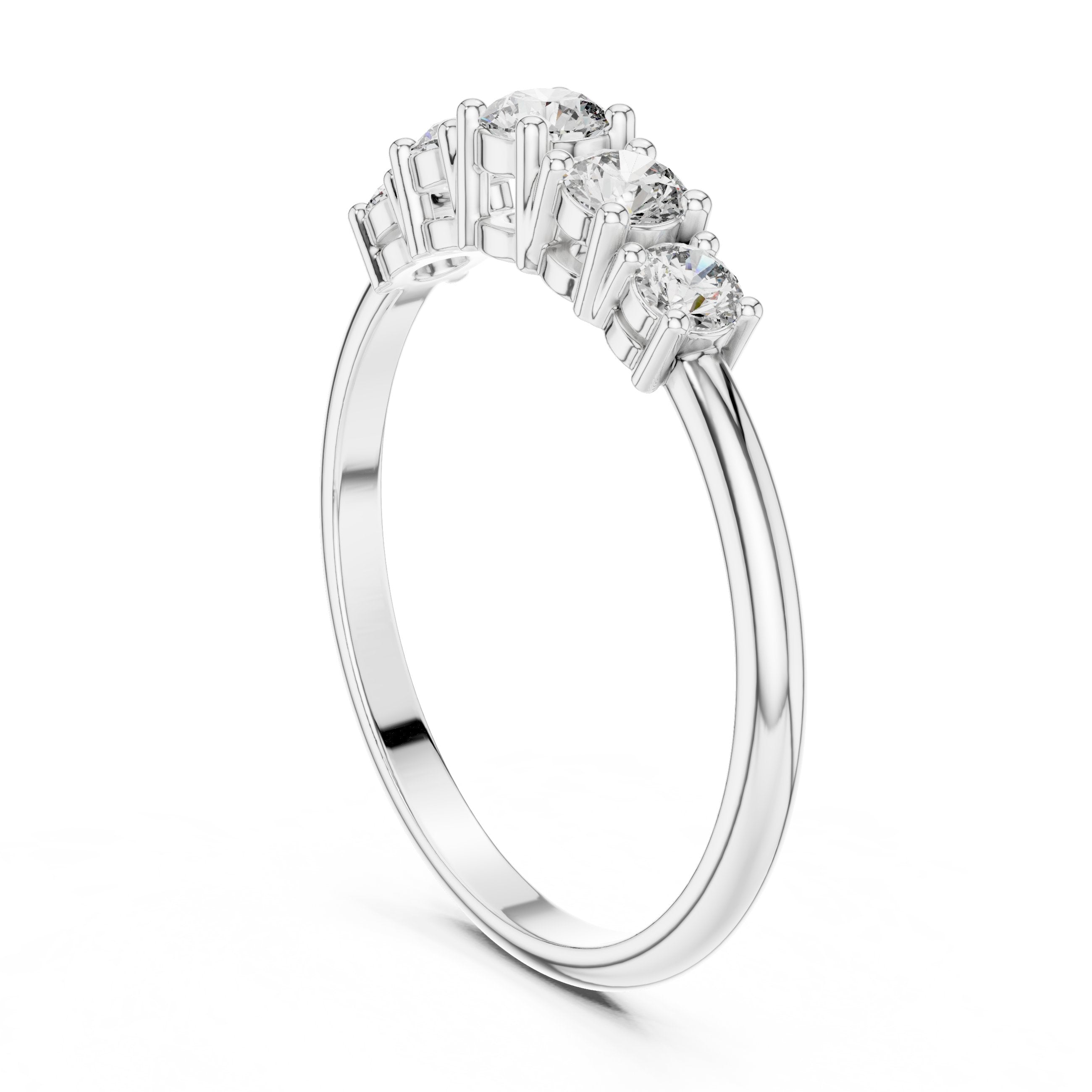 Sleek Vintage Diamond Engagement Ring in White Gold - VYKA Diamonds