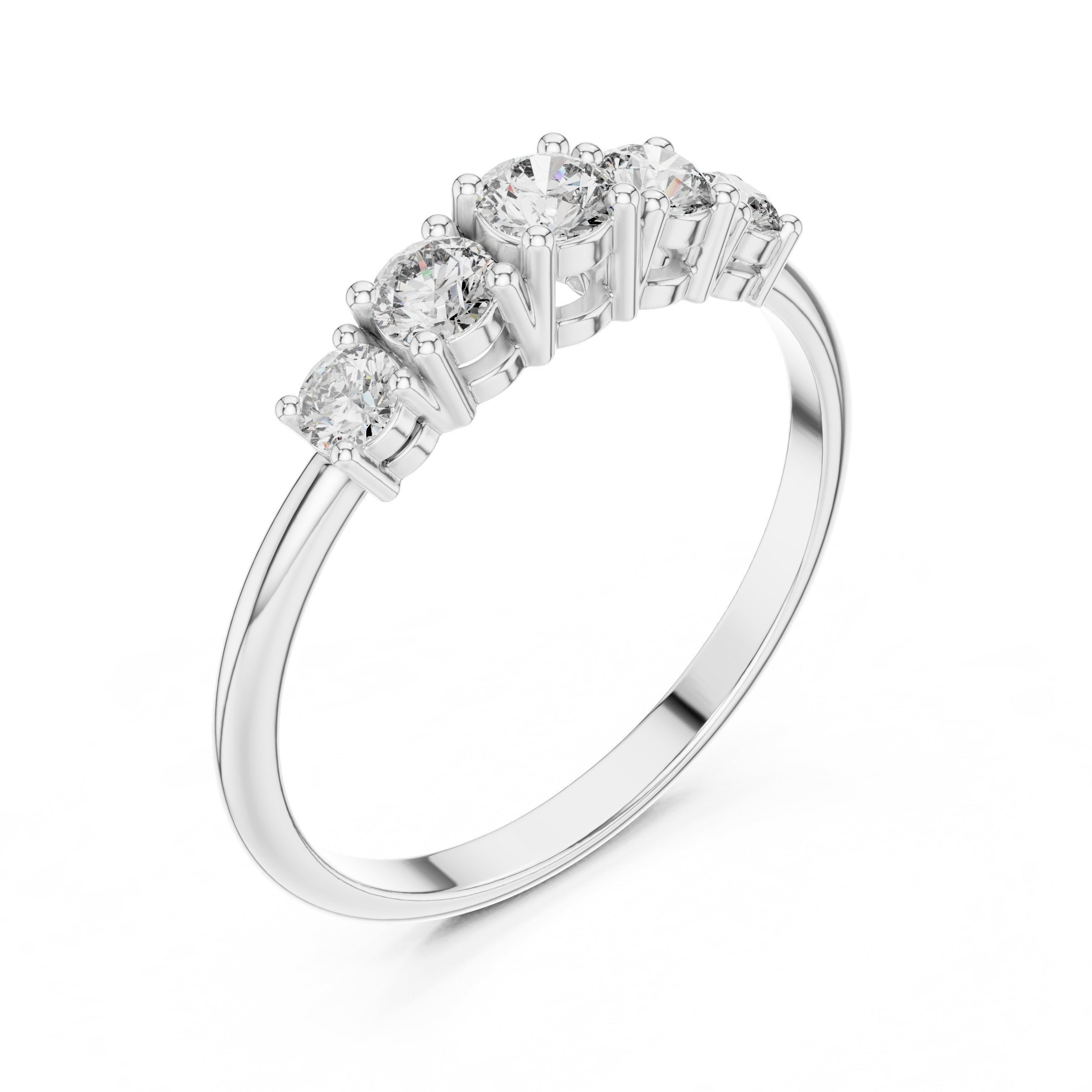 Sleek Vintage Diamond Engagement Ring in White Gold - VYKA Diamonds