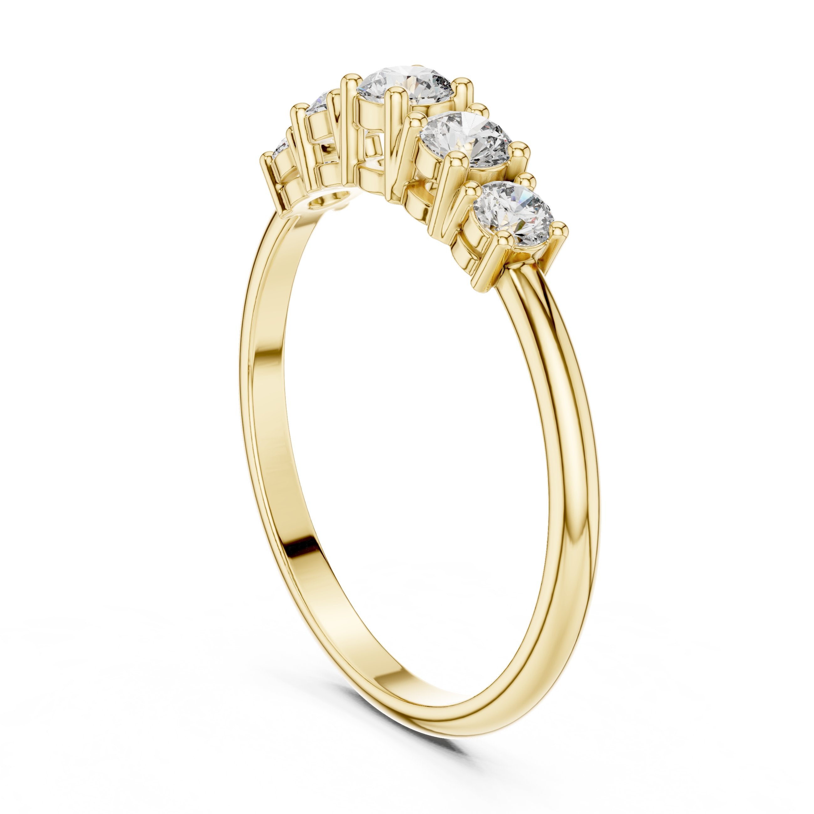 Sleek Vintage Diamond Engagement Ring in Yellow Gold - VYKA Diamonds