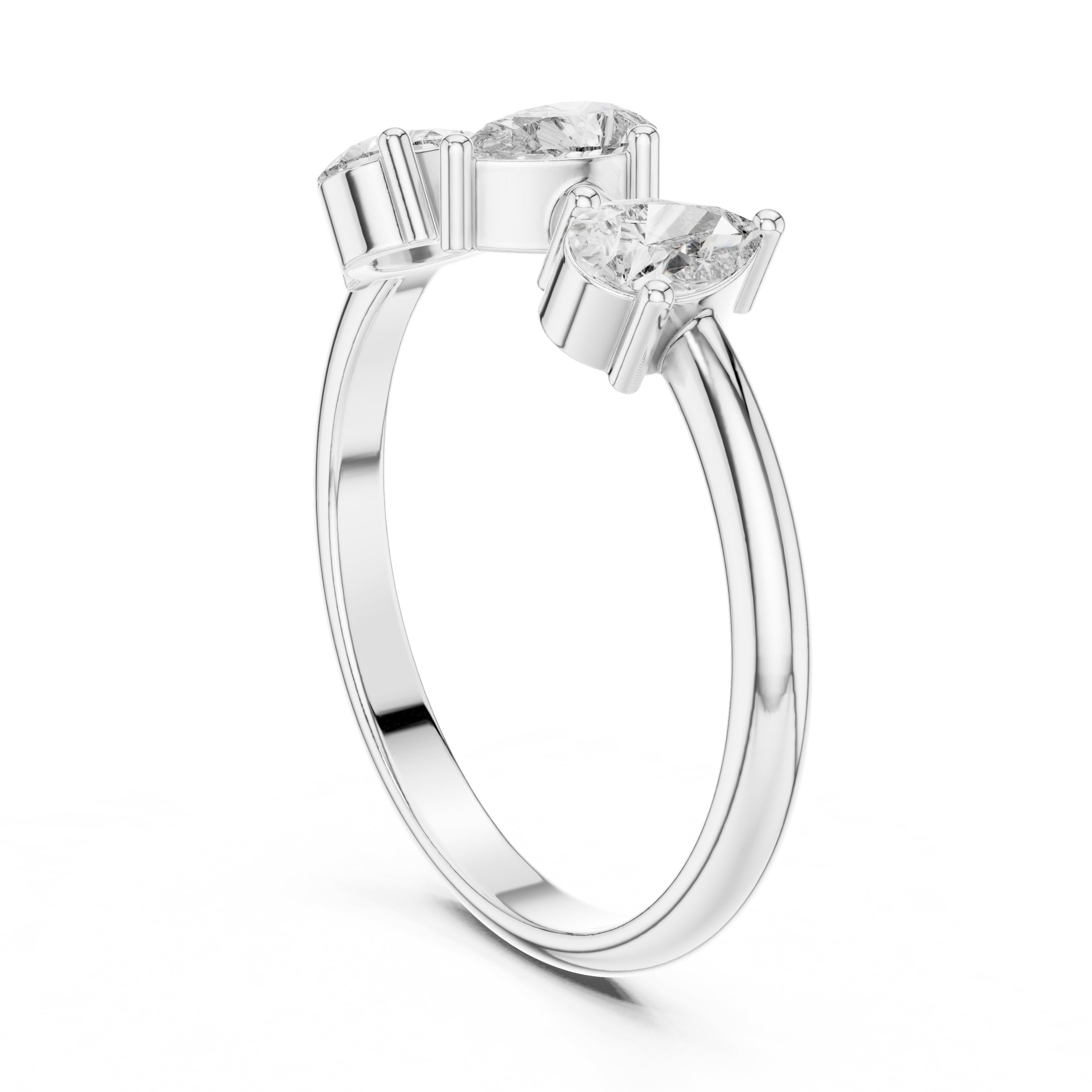 Pear Three Stone Diamond Engagement Ring in White Gold - VYKA Diamonds