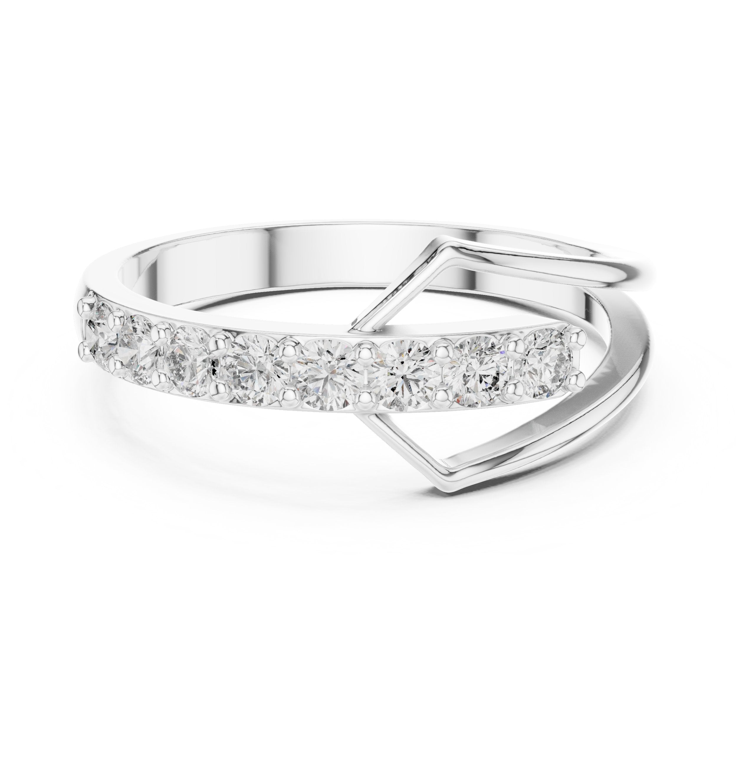 Crowning Milgrain Diamond Engagement Ring in White Gold - VYKA Diamonds