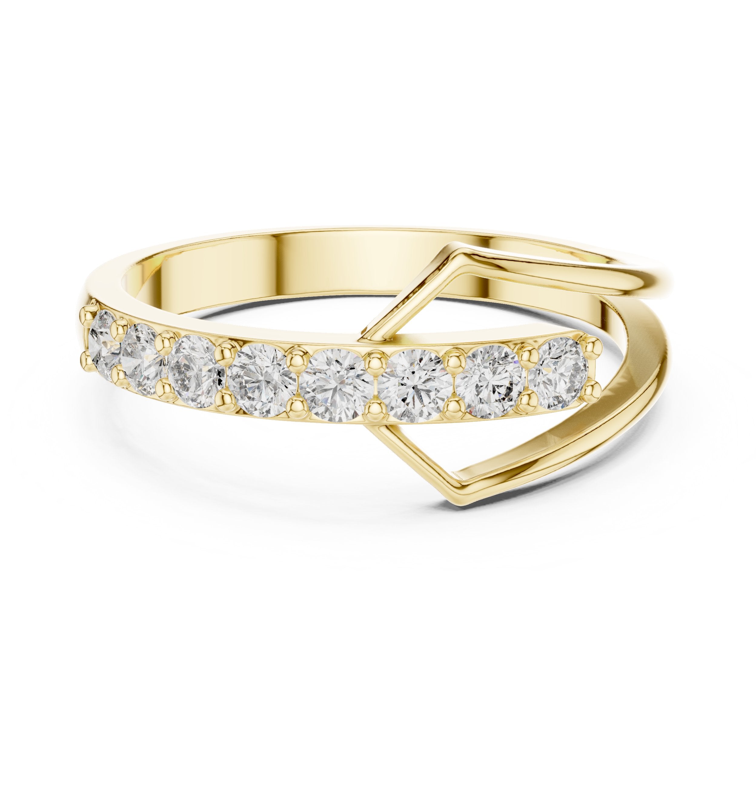 Crowning Milgrain Diamond Engagement Ring in Yellow Gold - VYKA Diamonds