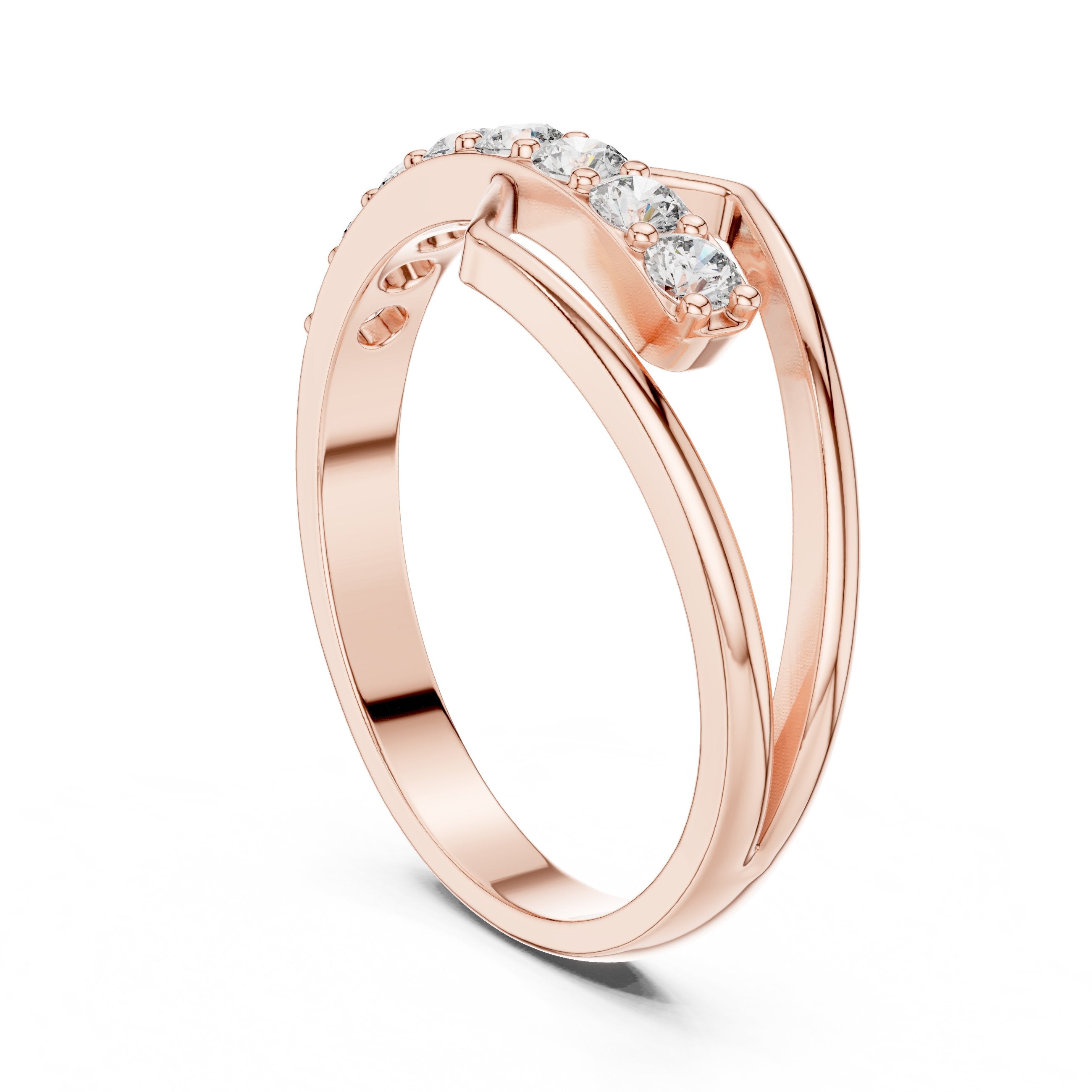 Crowning Milgrain Diamond Engagement Ring in Rose Gold - VYKA Diamonds