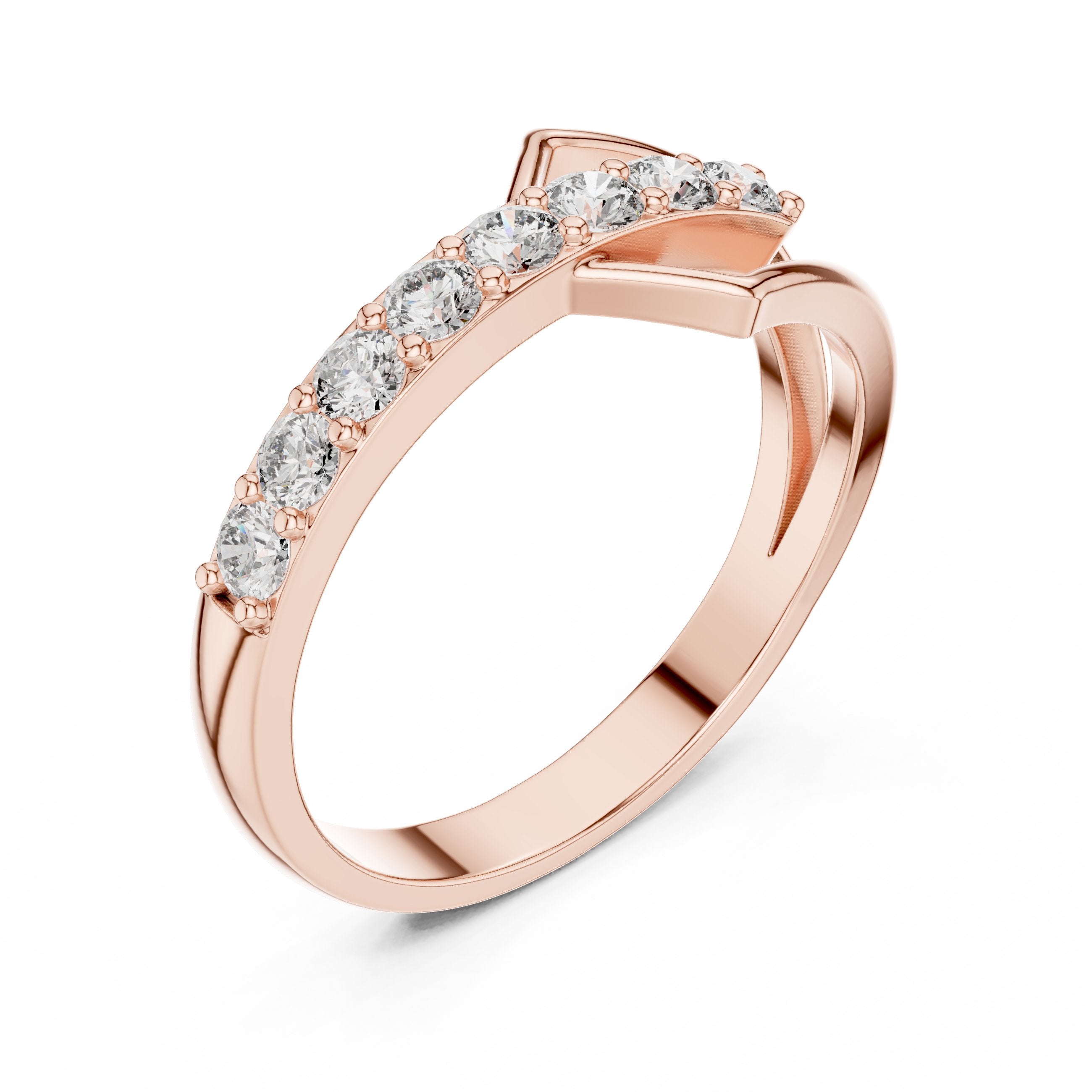 Crowning Milgrain Diamond Engagement Ring in Rose Gold - VYKA Diamonds