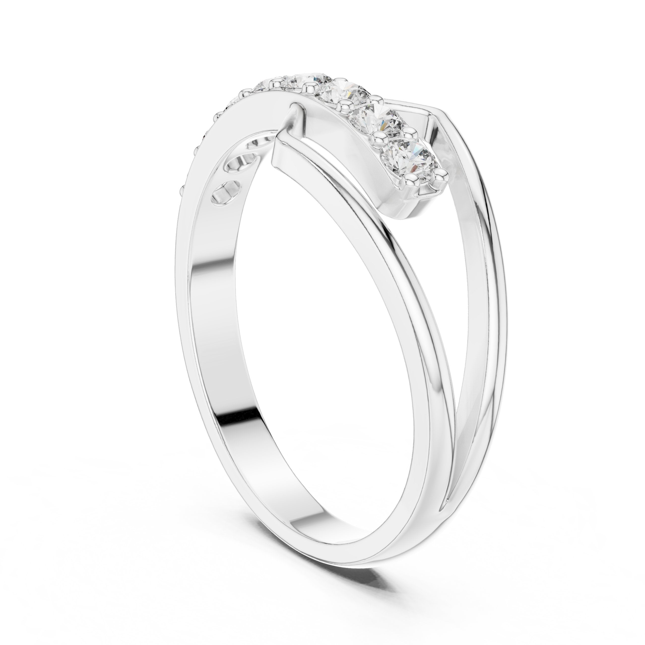 Crowning Milgrain Diamond Engagement Ring in White Gold - VYKA Diamonds