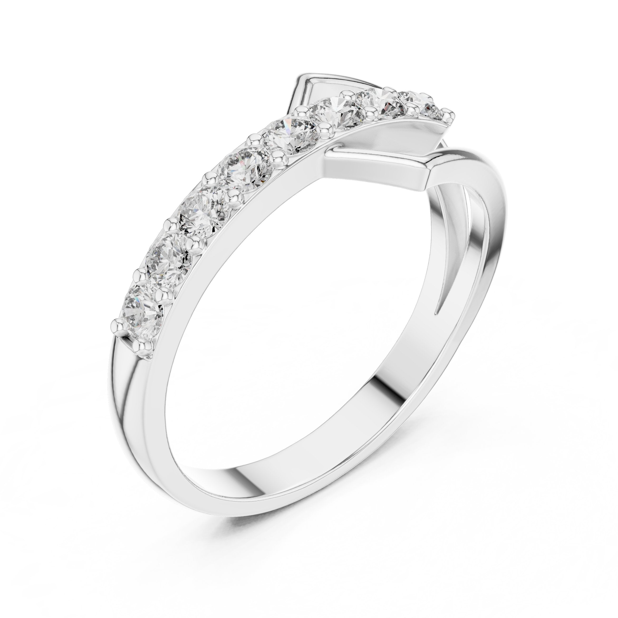 Crowning Milgrain Diamond Engagement Ring in White Gold - VYKA Diamonds