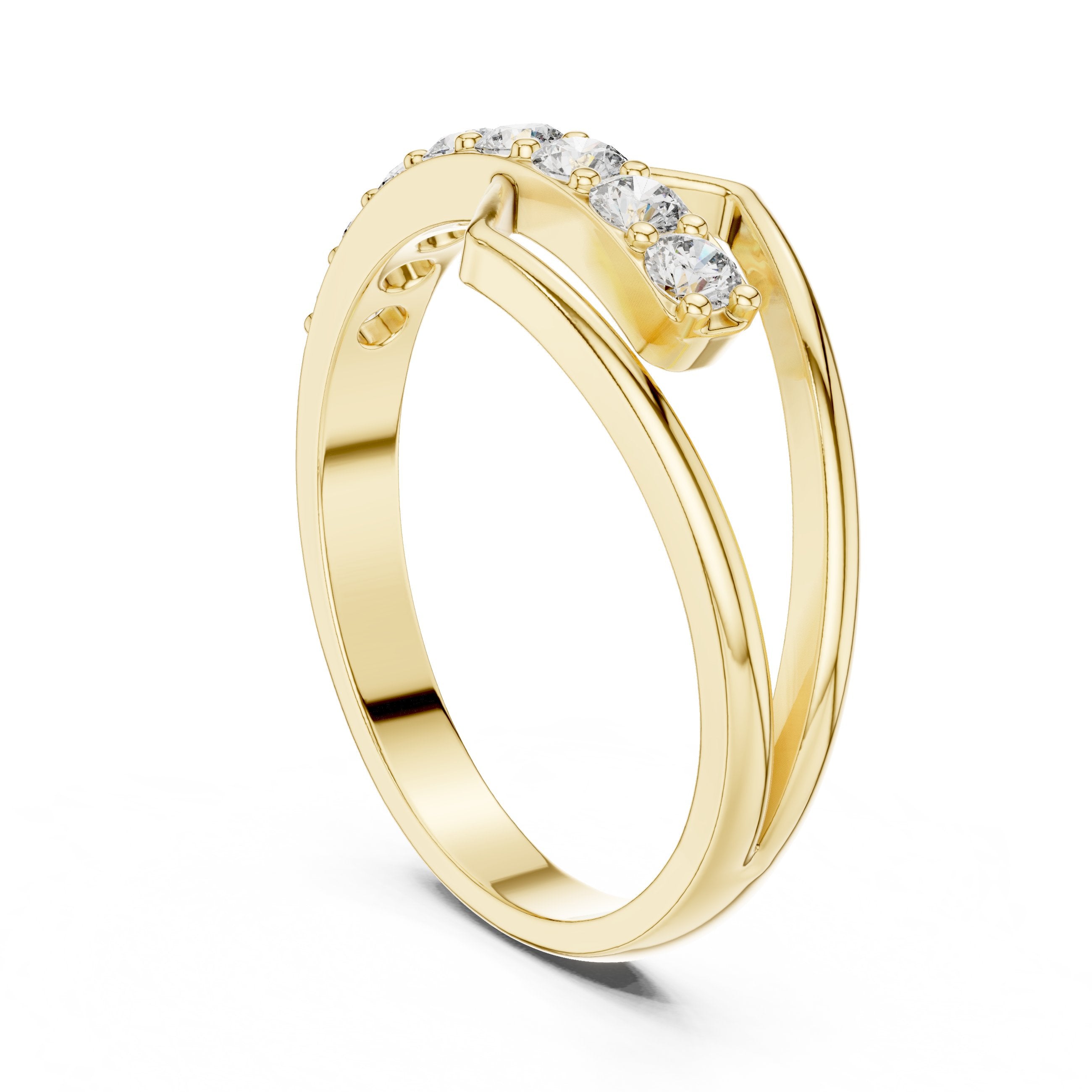 Crowning Milgrain Diamond Engagement Ring in Yellow Gold - VYKA Diamonds