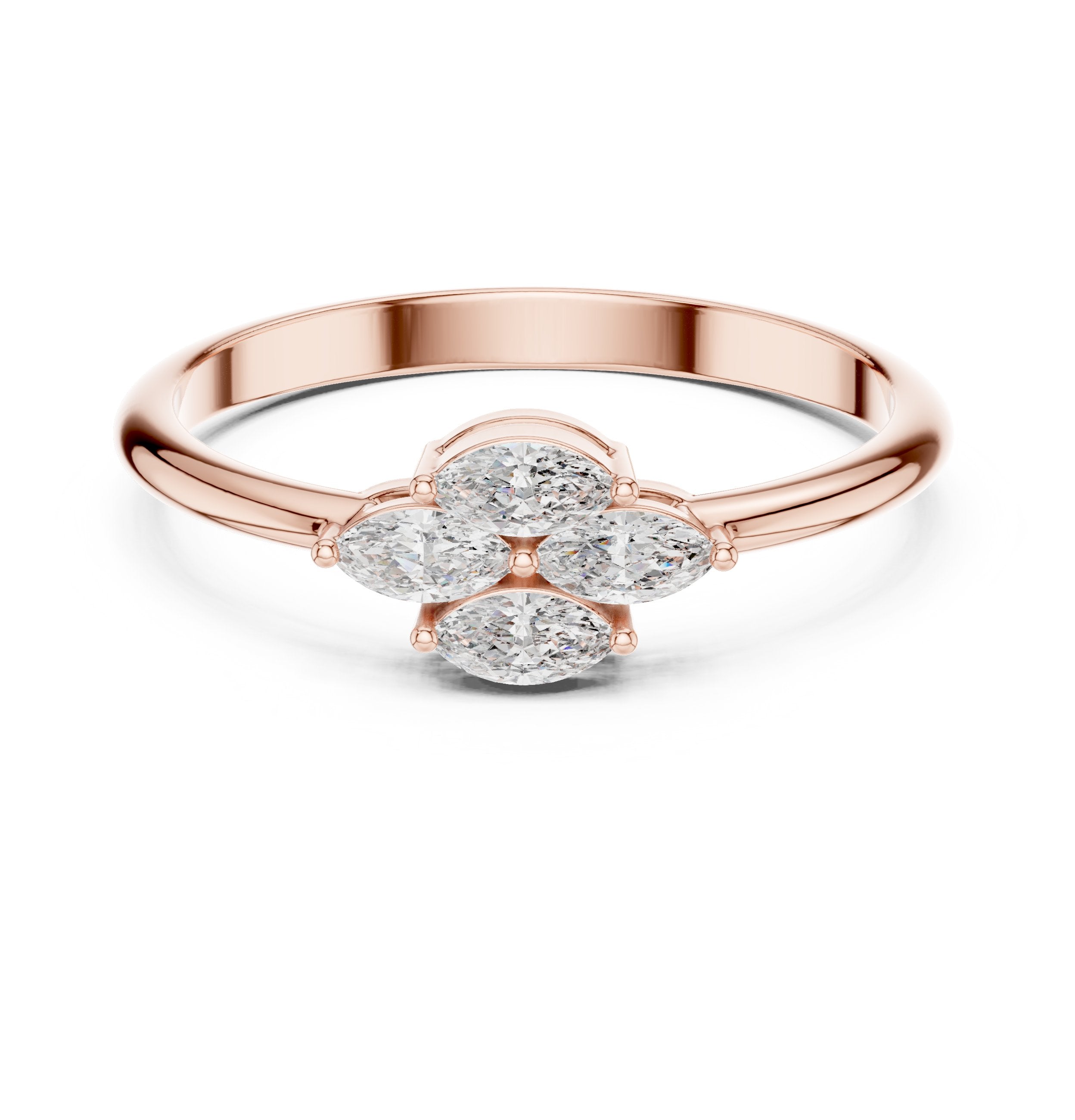 Marquise Flower Cluster Diamond Ring in Rose Gold - VYKA Diamonds