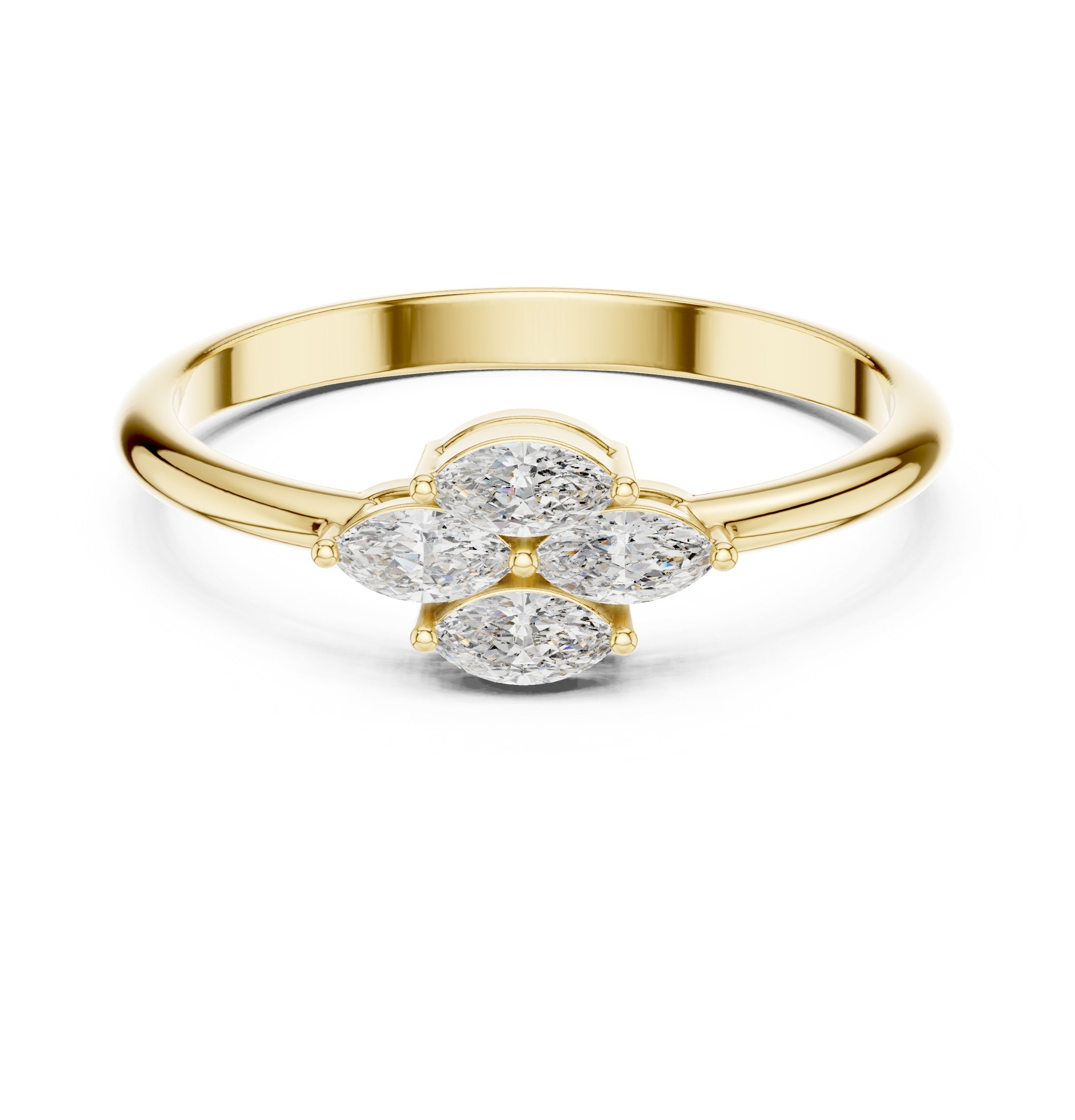 Marquise Flower Cluster Diamond Ring in Yellow Gold - VYKA Diamonds