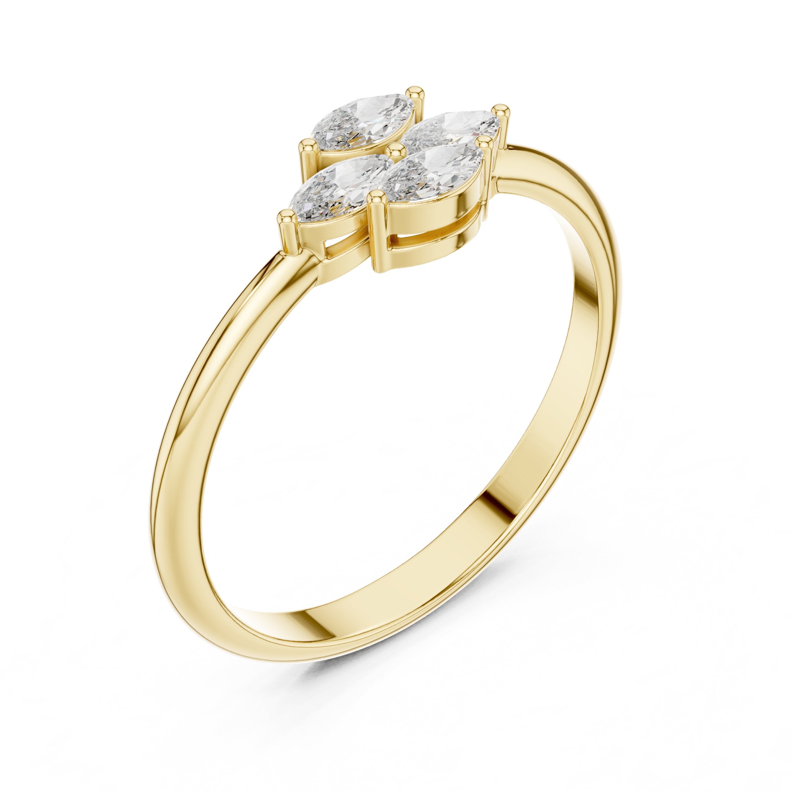 Marquise Flower Cluster Diamond Ring in Yellow Gold - VYKA Diamonds